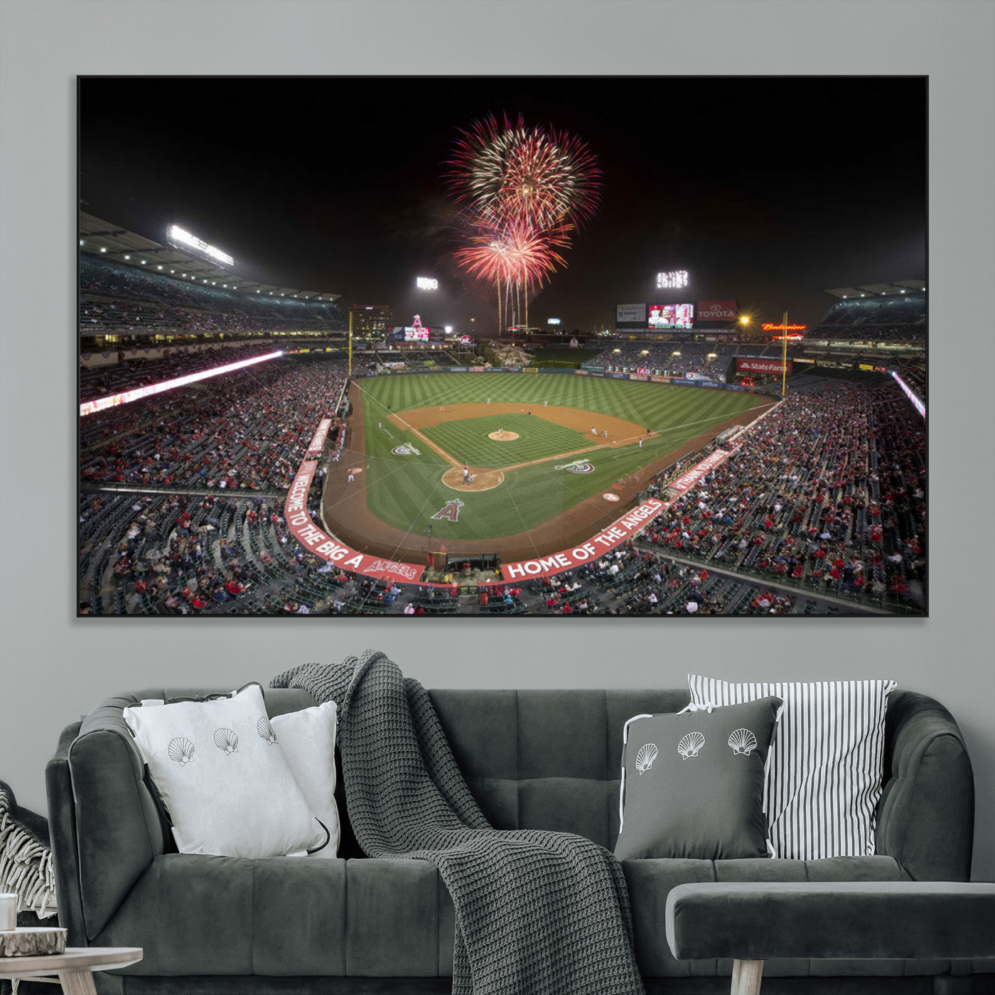 63592-MGV-CV-36X24-Fireworks at Angel Stadium – Los Angeles Angels Canvas Print, Framed Los Angeles Angels Wall Art