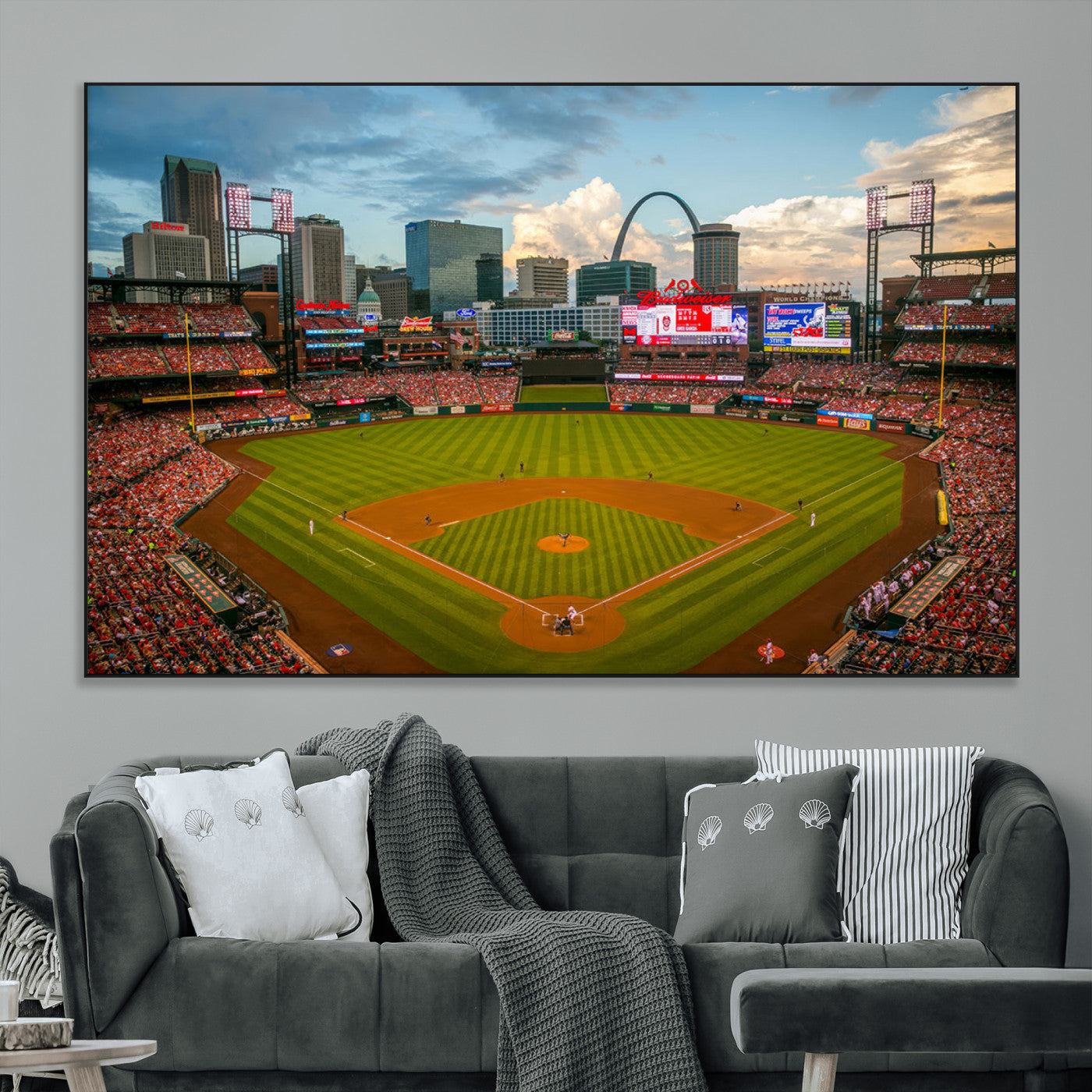 91908-MGV-CV-36X24-Busch Stadium Wall Art Print | St. Louis Cardinals Baseball Stadium Canvas Print | Framed Sports