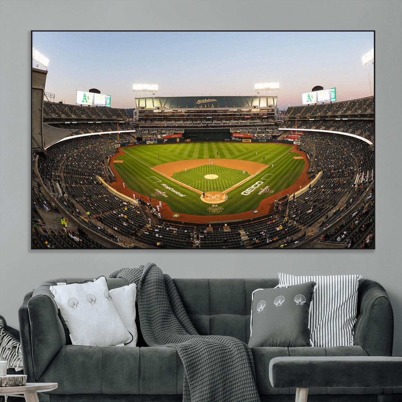 -Oakland Athletics Baseball Team Print - RingCentral Coliseum Stadium Wall Art Canvas Print