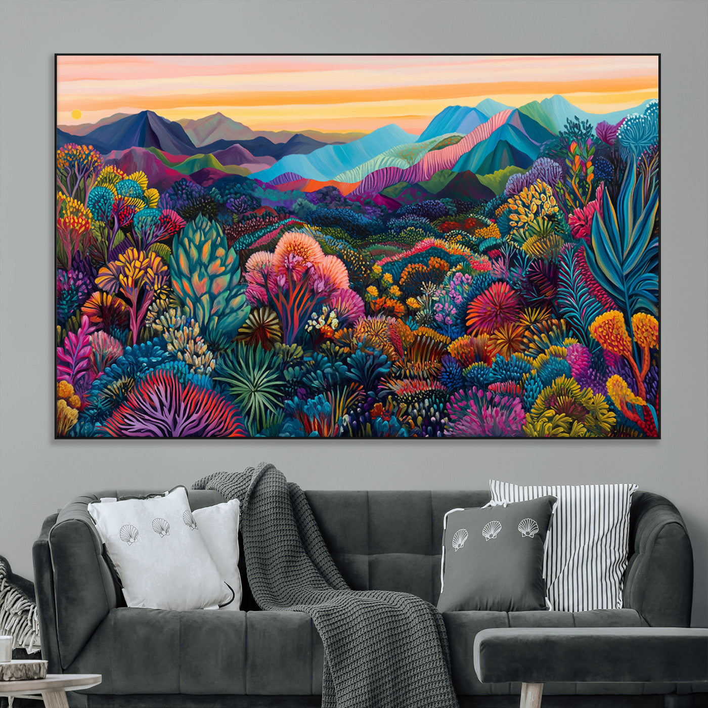63728-MGV-CV-36X24-Colorful Abstract Landscape Wall Art Print Canvas - Vibrant Modern Decor for Living Room, Office, or