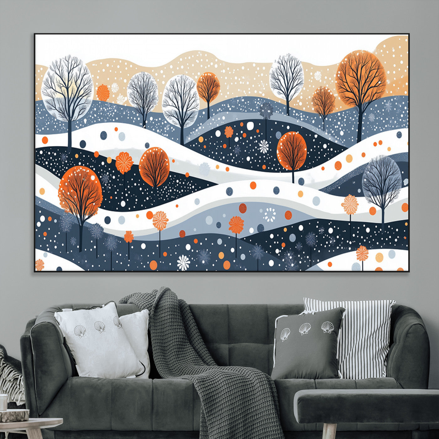 22651-MGV-CV-36X24-Abstract Winter Landscape Canvas Wall Art Print - Large Colorful Nature Wall Decor