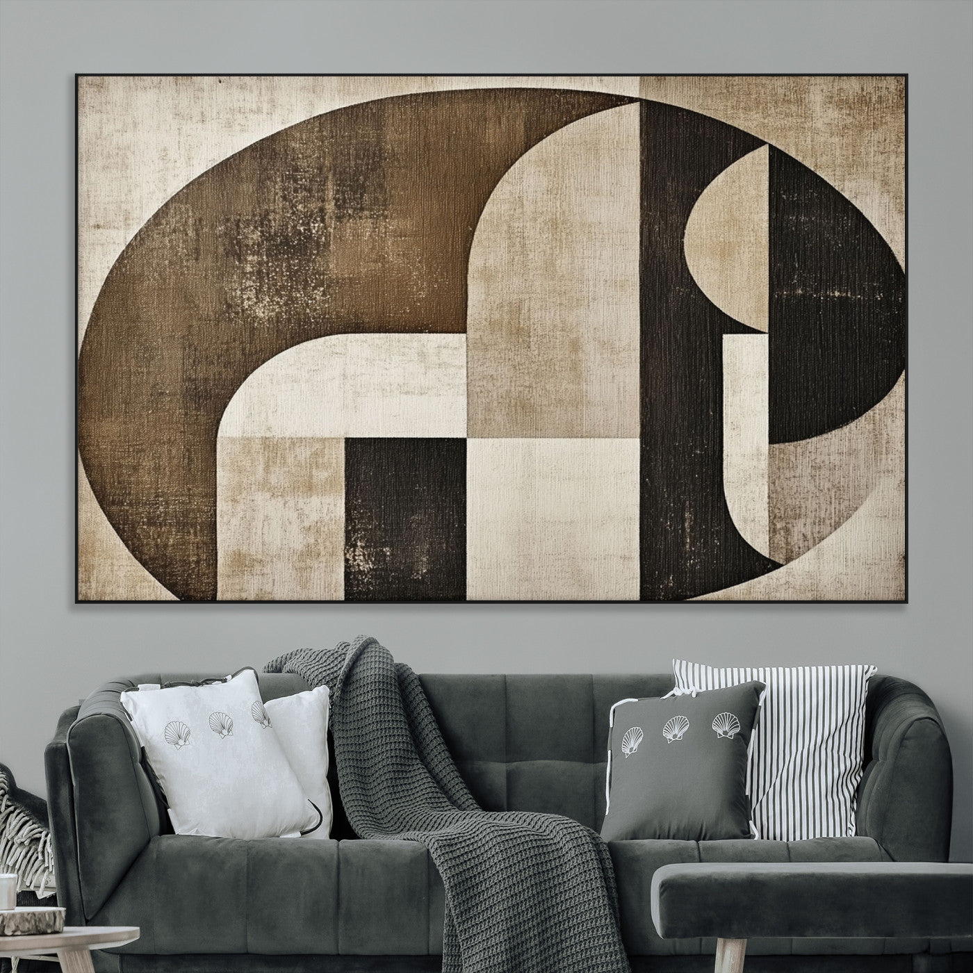 44796-MGV-CV-36X24-Wabi Sabi Abstract Wall Art | Geometric Modern Minimalist Canvas Print with Neutral Mid Century Art