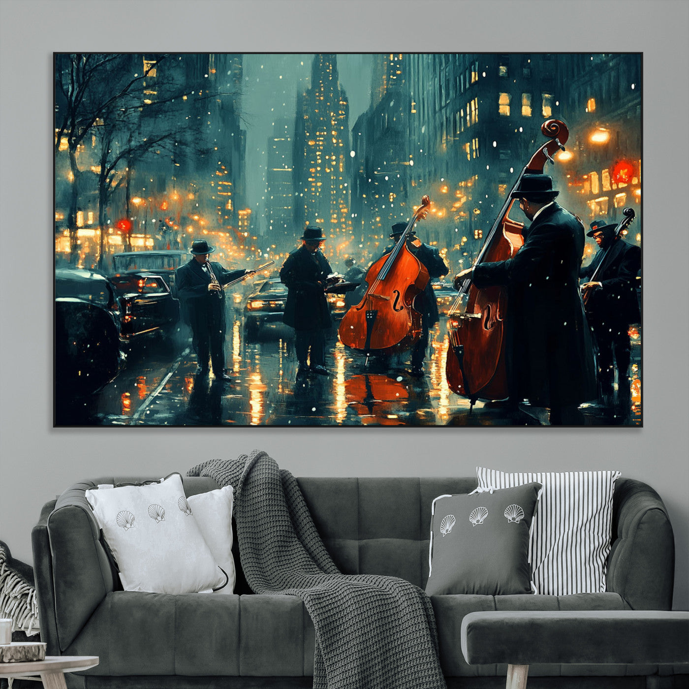 -African American Jazz Art Print - Framed Abstract Music Canvas - Colorful Instrument Poster for