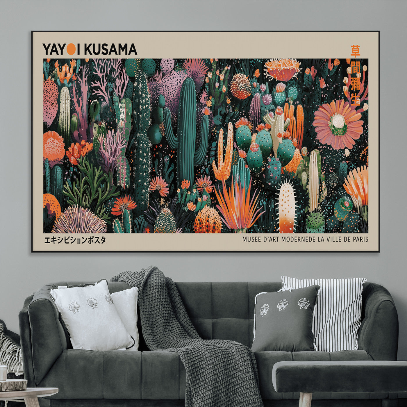 20505520-MGV-CV-36X24-Yayoi Kusama Art Print Canvas – Abstract Mount Fuji Japanese Wall Art Contemporary Modern Artwork for Home, Office