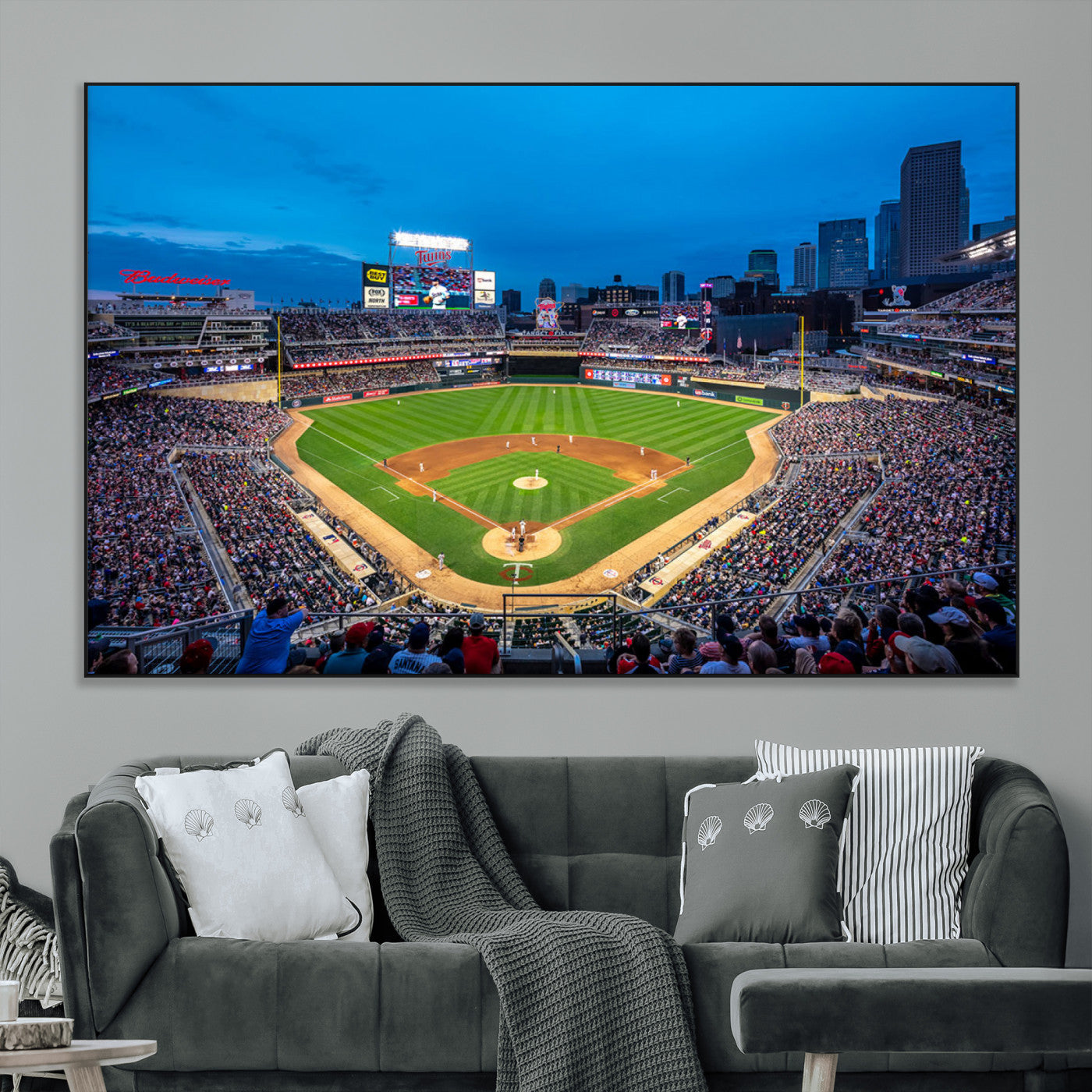77273035-MGV-CV-36X24-Target Field Stadium Wall Art Canvas Print – Minnesota Twins Baseball Team Iconic Ballpark Scene for home, office
