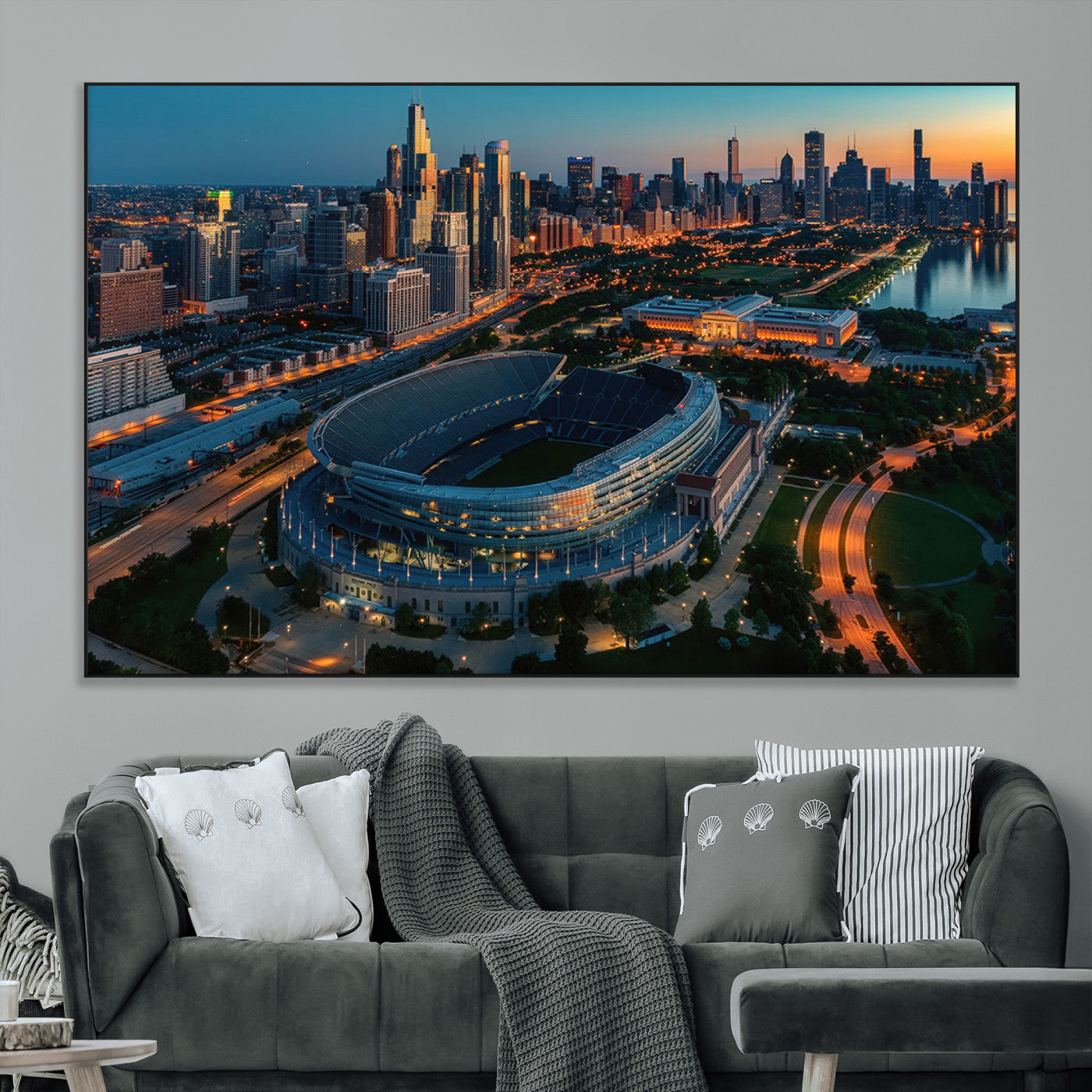 36690345-MGV-CV-36X24-Chicago Bears Soldiers Field Wall Art Canvas Print – Framed Football Stadium Artwork for Home, Office, Living Room
