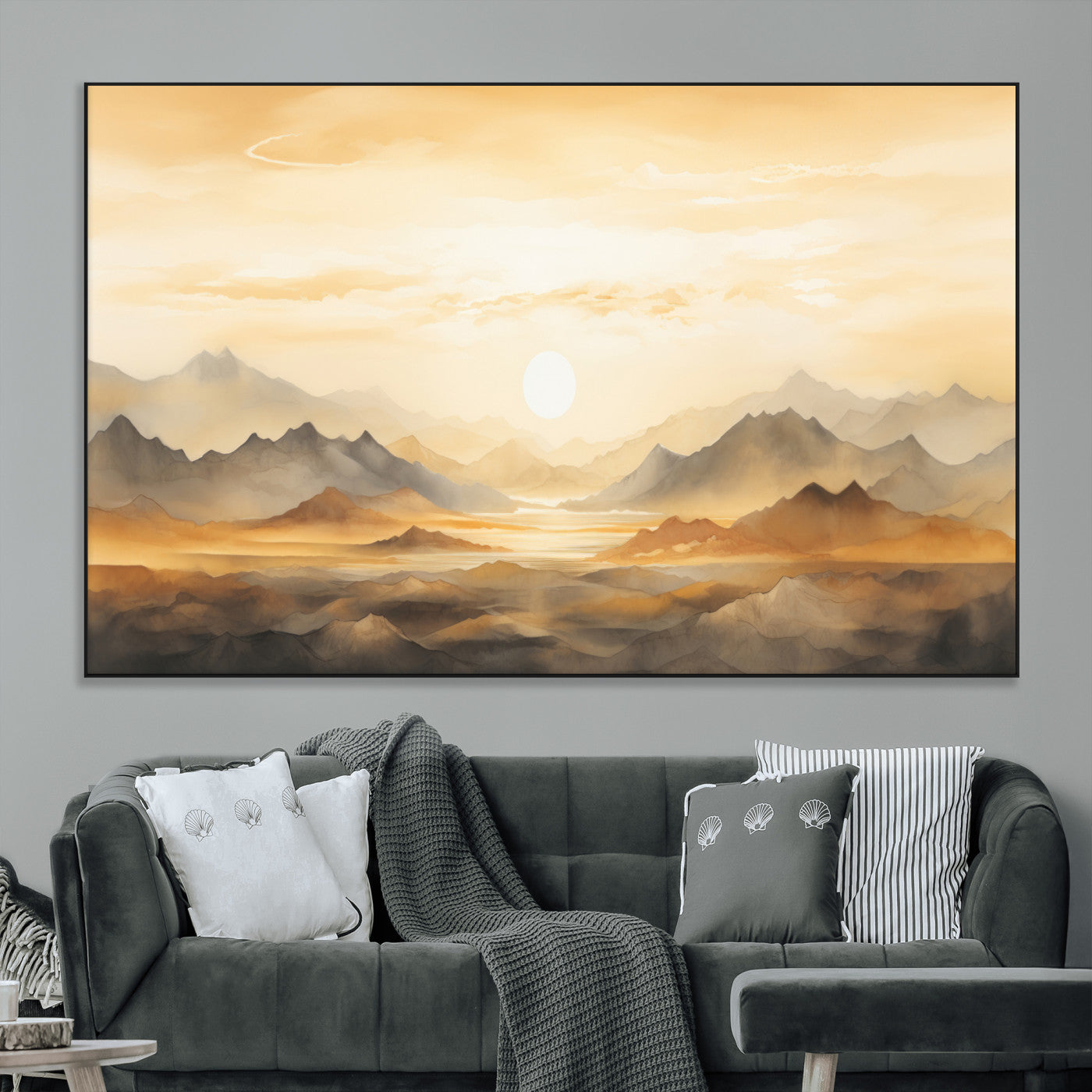 Nihat1-29-MGV-CV-36X24-Sepia Color Abstract Mountain Wall Art Canvas Print