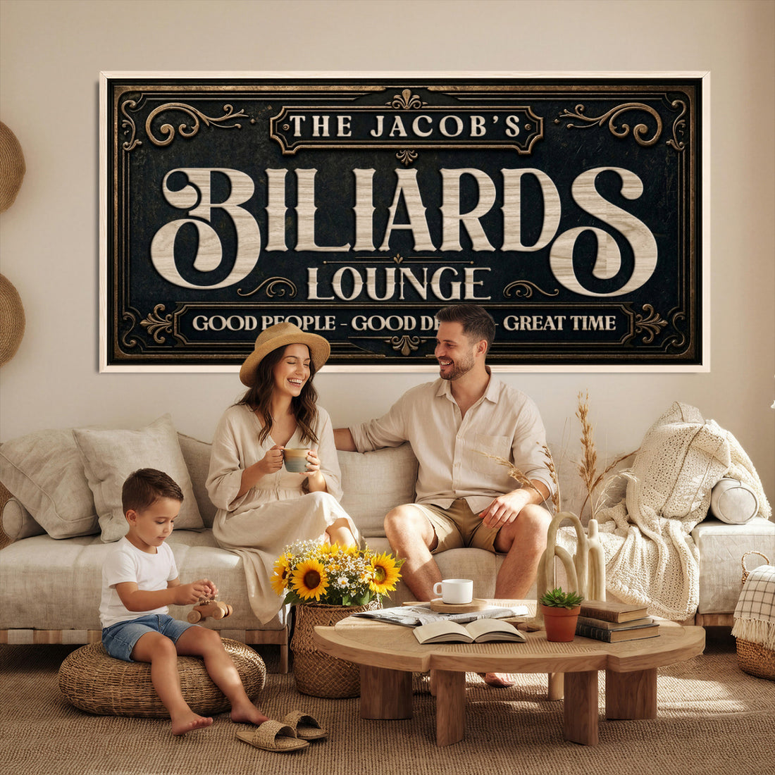 Custom Family Patio Sign Wall Art Canvas Print, Personalized Rustic Outdoor Decor