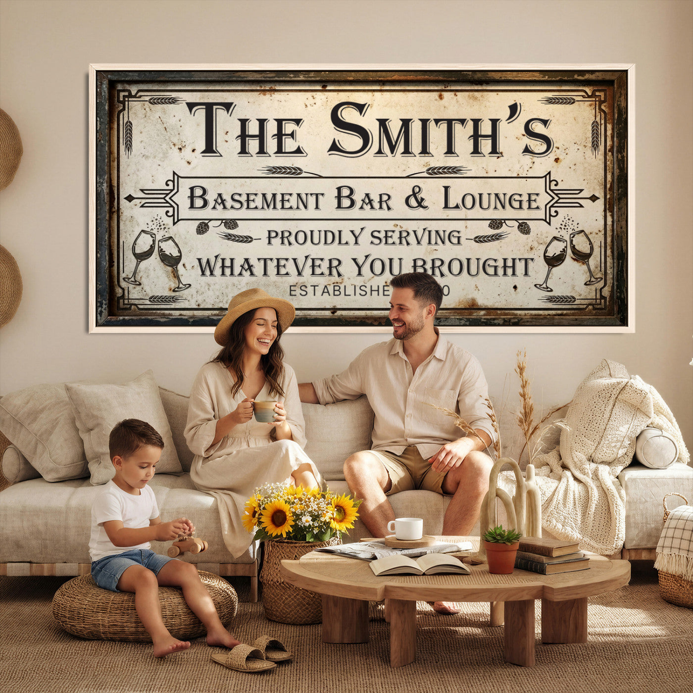 28317410-PAN-FL-20X10 - Custom Bar Sign Wall Art Canvas Print