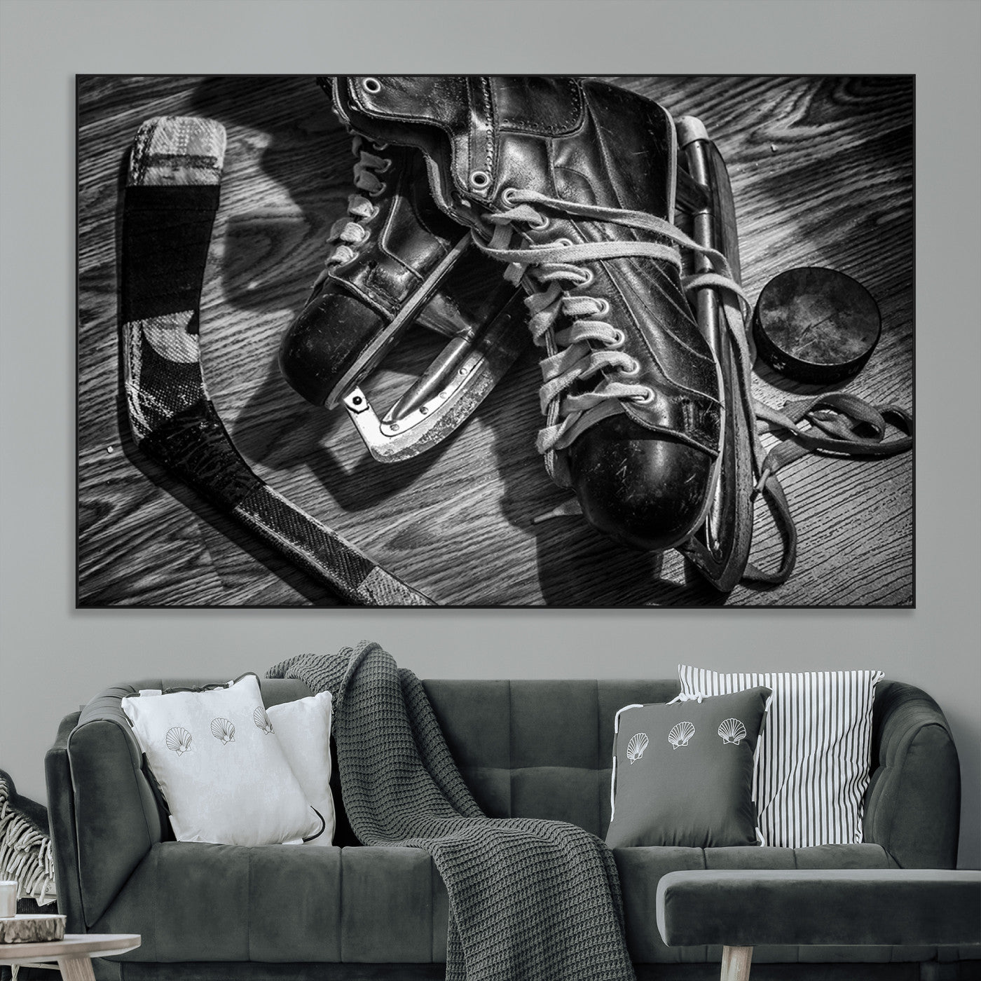 20553-MGV-CV-36X24-Old Pair of Mens Skates Wall Art Canvas, Men Skates Wall Art Print