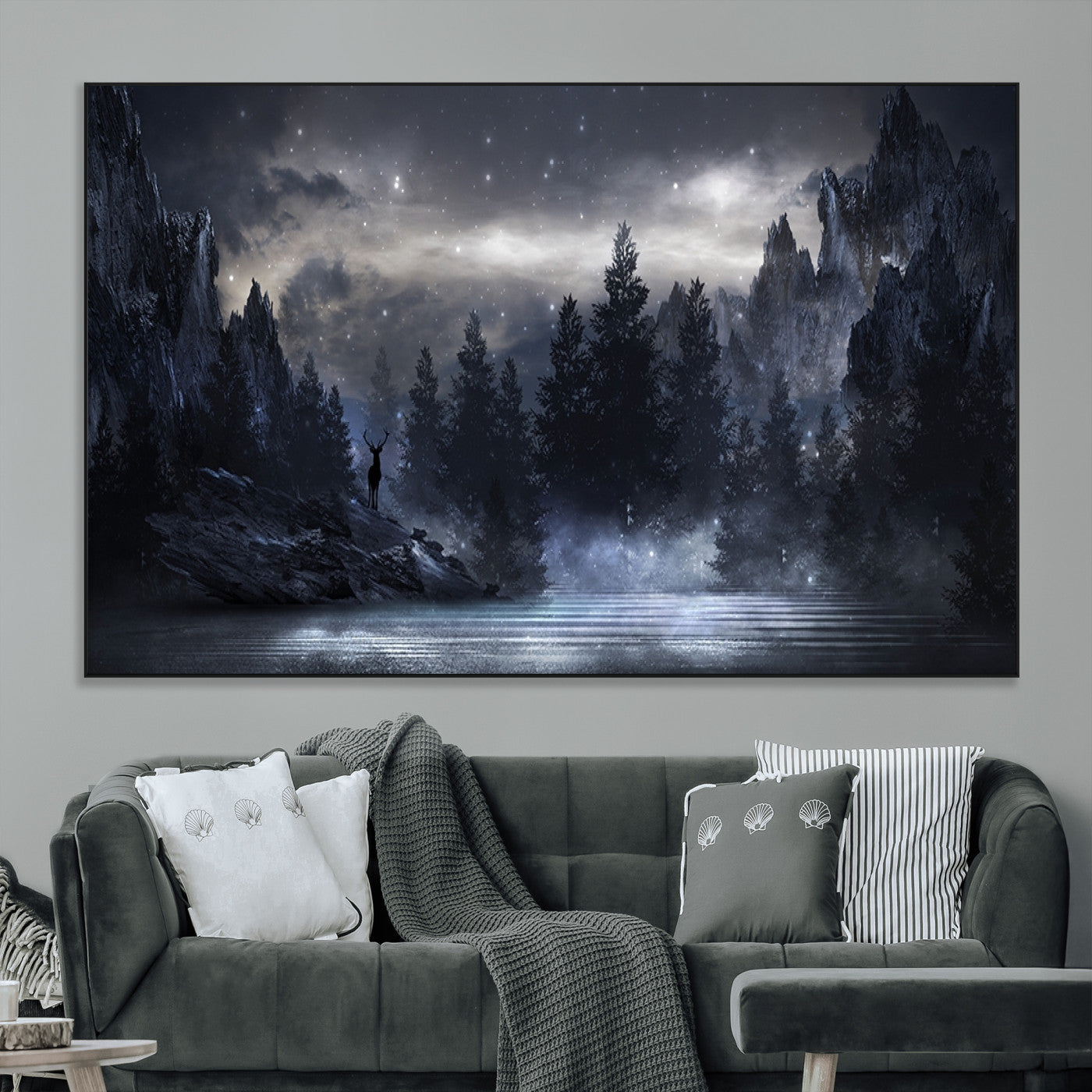 55385-MGV-CV-36X24-Night Landscape and Trees Wall Art Canvas Print