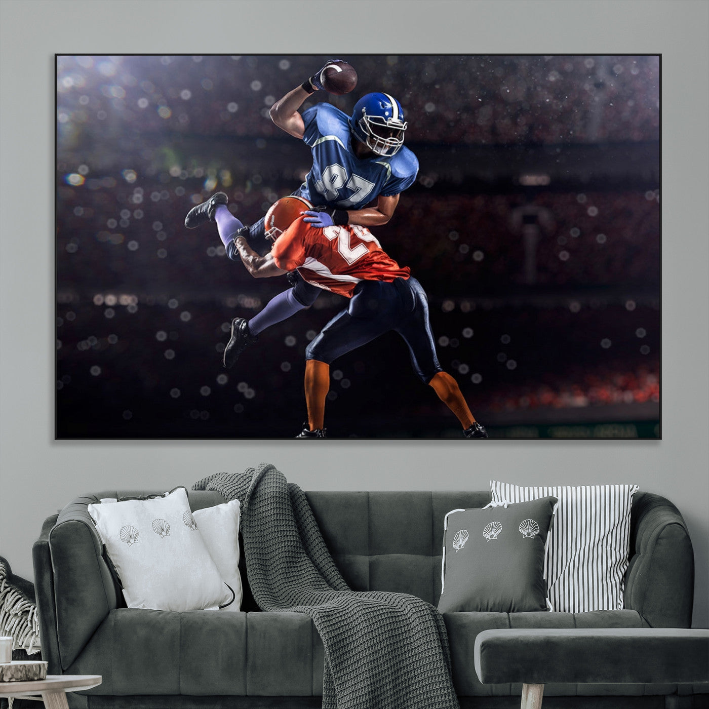 76491-MGV-CV-36X24-American Football Wall Art Canvas Print, Stadium Sport Wall Art Print
