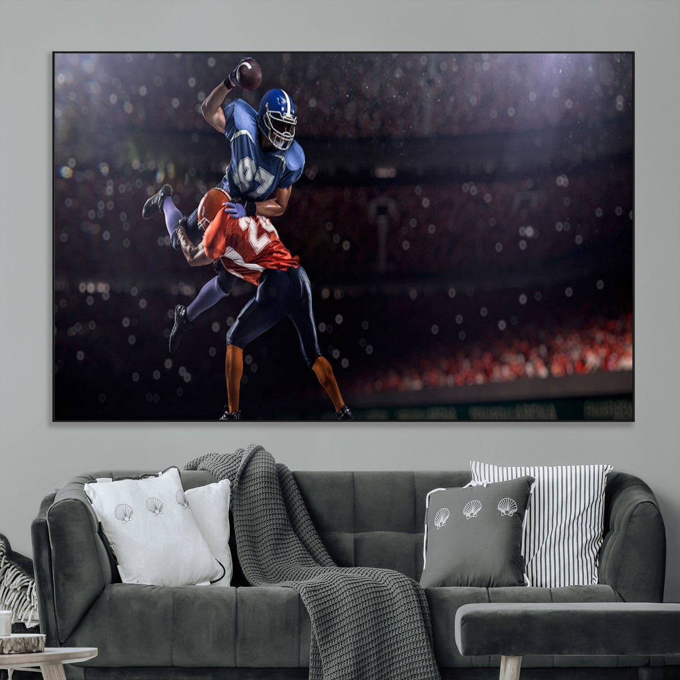 68009-MGV-CV-36X24-American Football Wall Art Canvas Print, Stadium Sport Wall Art Print