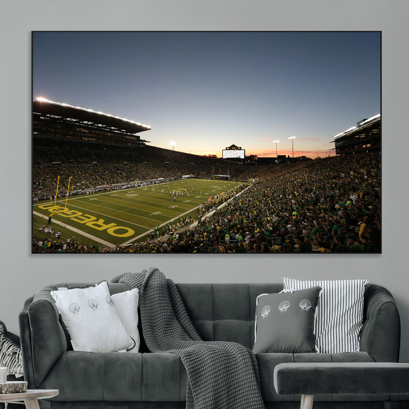-Oregon Ducks Football Team Print - Eugene Autzen Stadium Wall Art Canvas Print