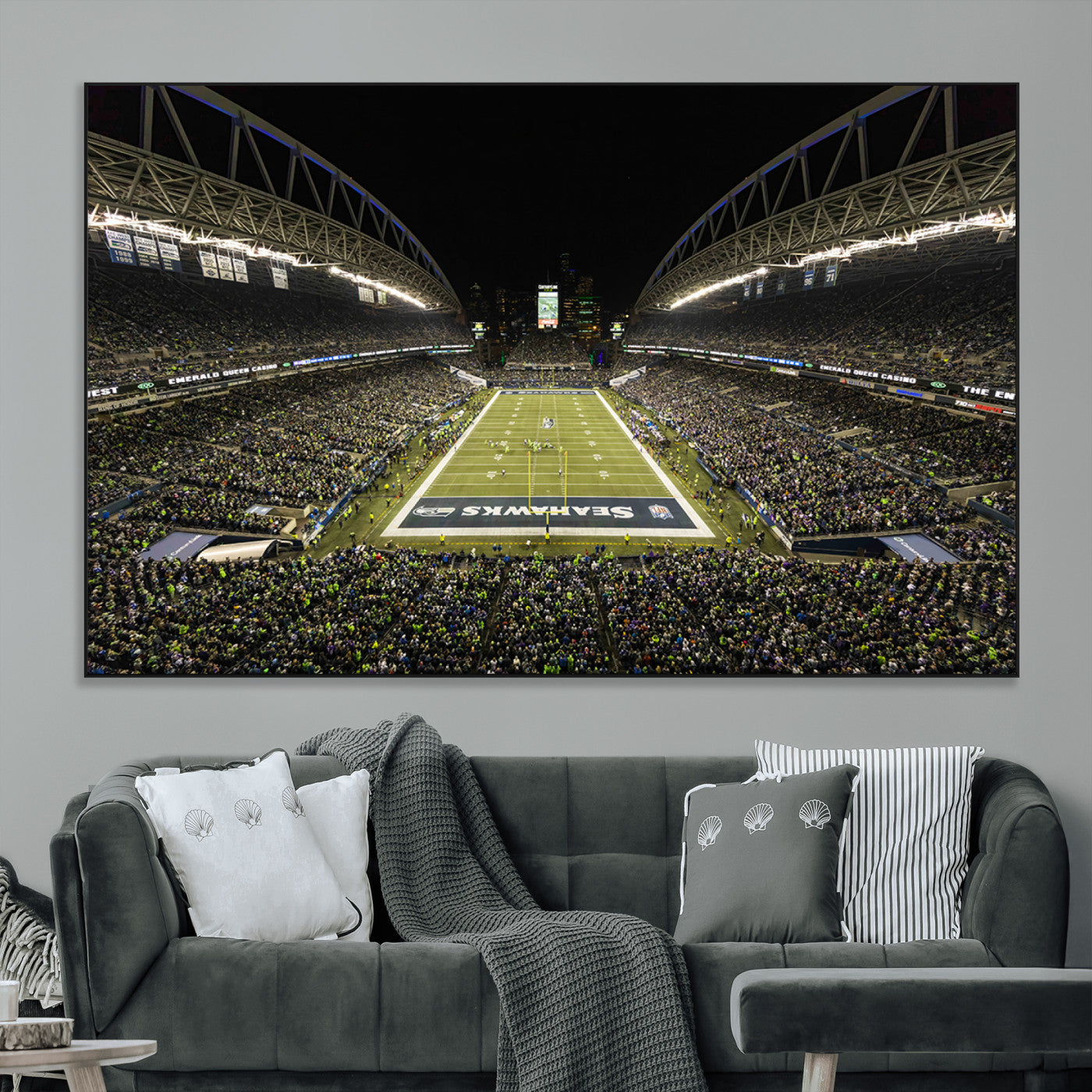 81900-MGV-CV-36X24-Seattle Seahawks Football Team Print Wall Art - Seattle Century Link Field Stadium Wall Art Canvas
