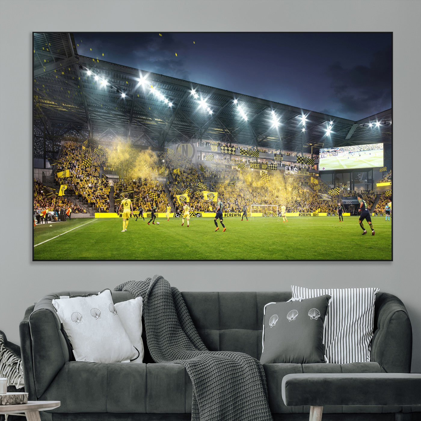 65820-MGV-CV-36X24-Columbus Crew Stadium Match Triple Canvas Wall Art - Dynamic MLS Game Scene Canvas Wall Art