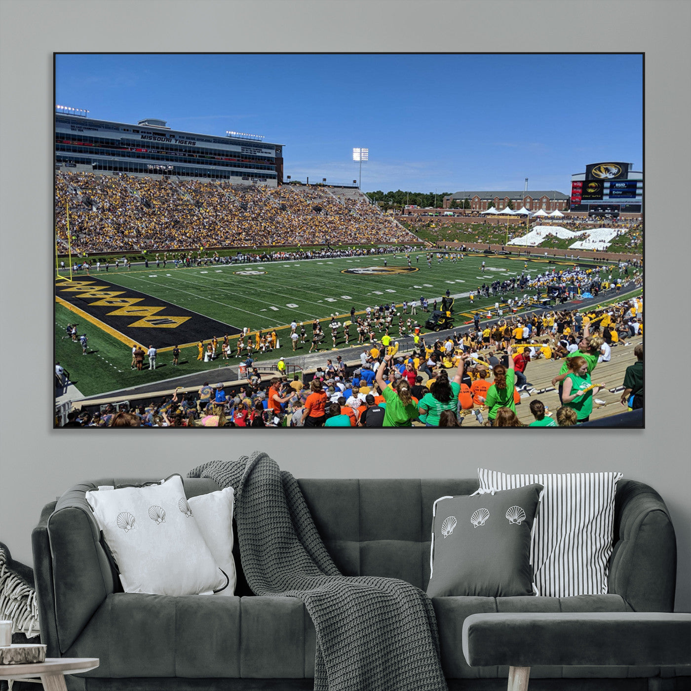38399-MGV-CV-36X24-University of Missouri Tigers Football Team Print - Columbia Faurot Field Memorial Stadium Wall Art