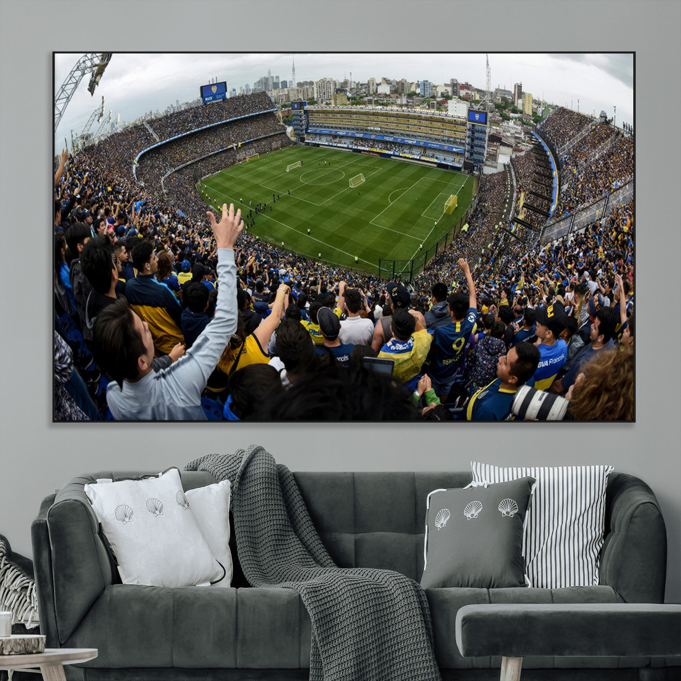 23173-MGV-CV-36X24-Boca Juniors Soccer Team Print - Buenos Aires Bombonera Stadium Wall Art Canvas Print