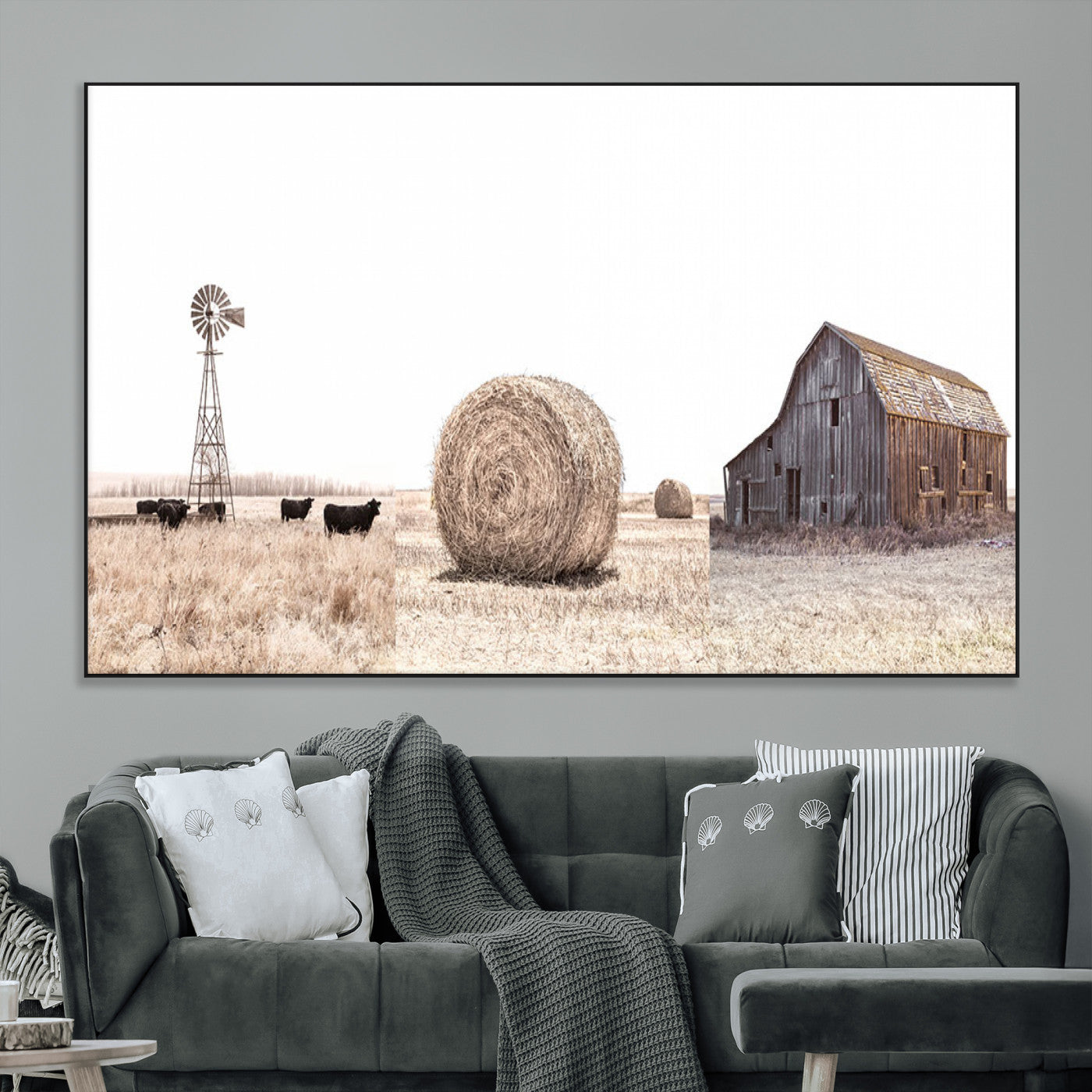30918-MGV-CV-36X24-Farm Prints Set, Set of 6 Farmhouse Wall Art, Country House Decor, Barn Print, Wheat Print,