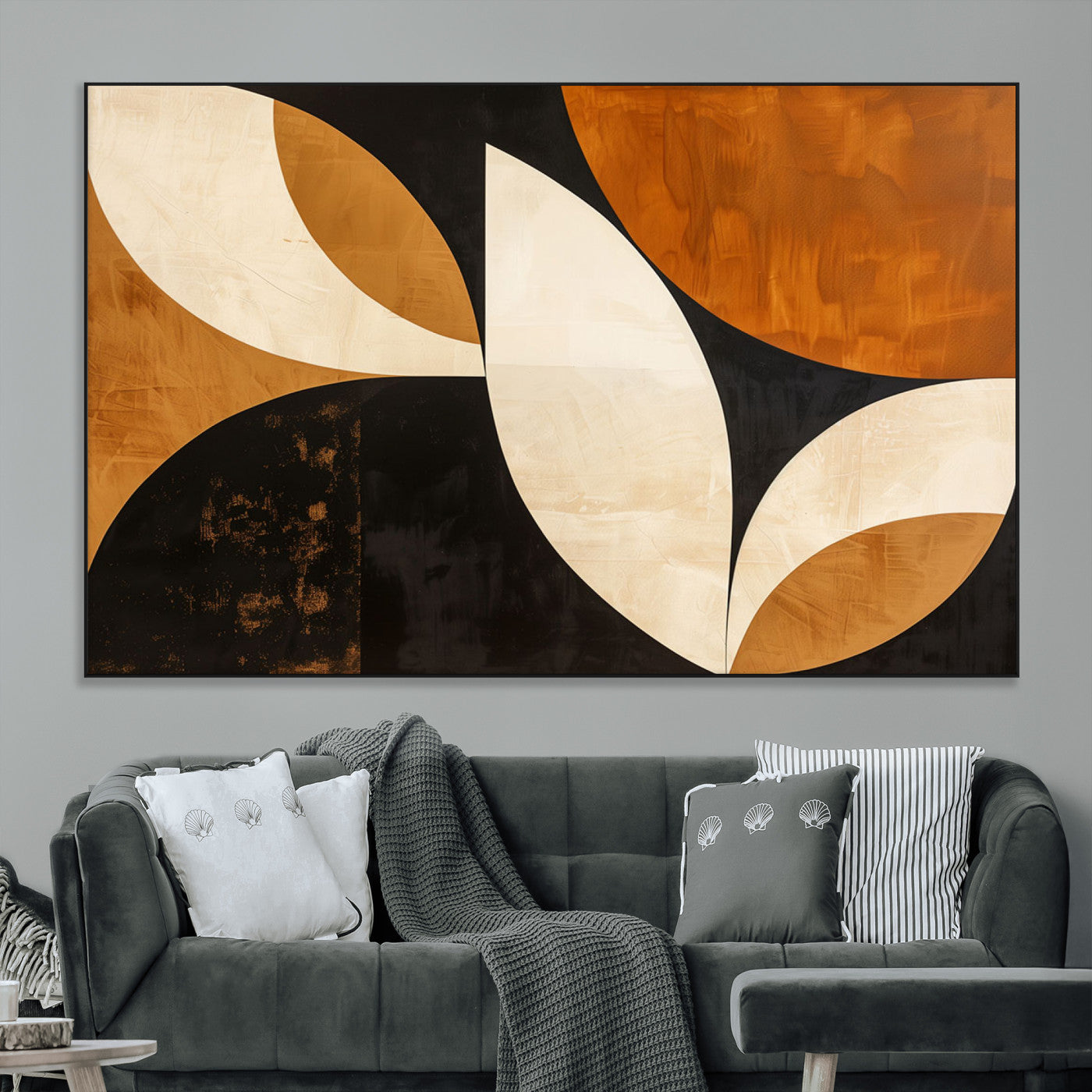21251-MGV-CV-36X24-Geometric Abstract Wall Art Canvas Print, Mid Century Modern Wall Art Print
