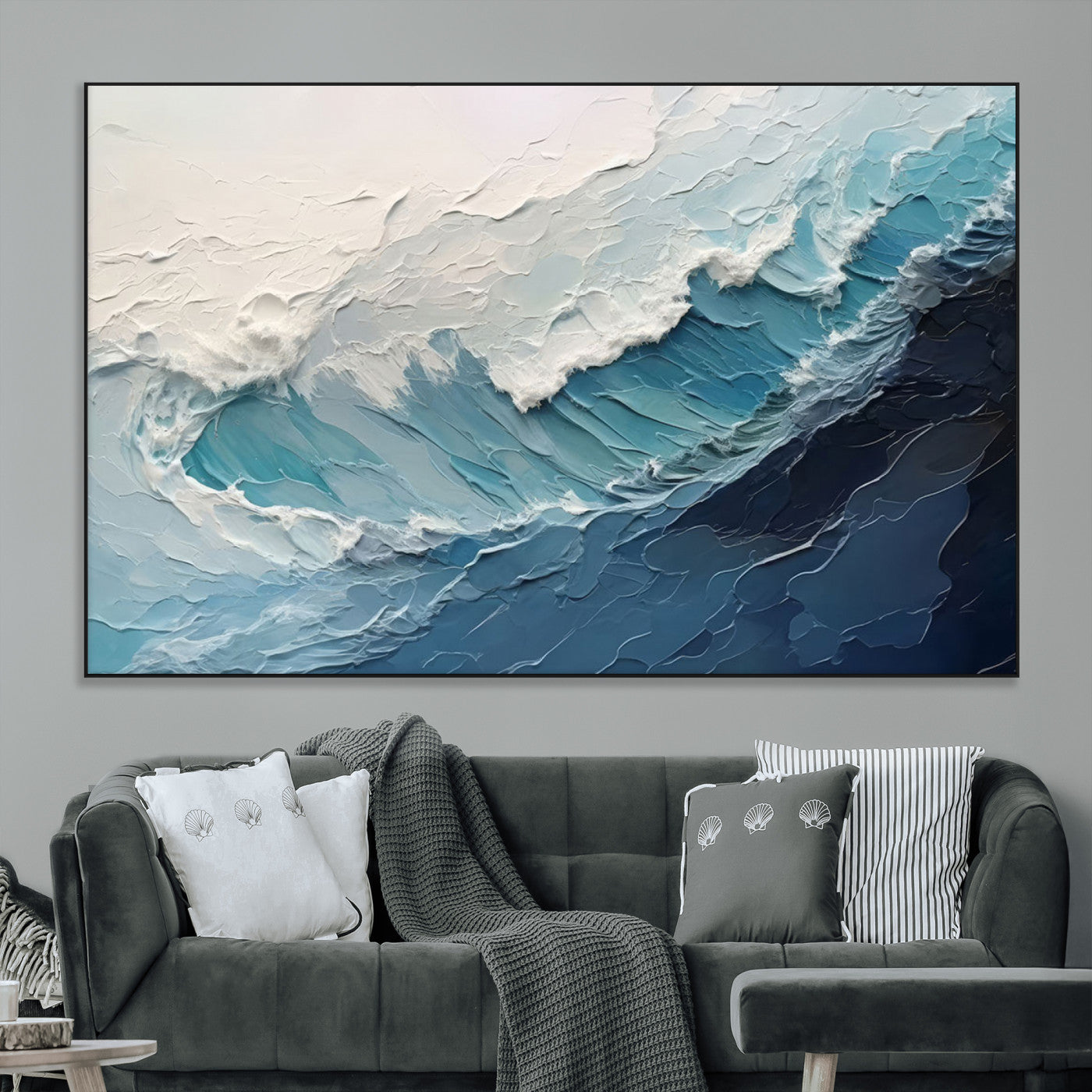 23887-MGV-CV-36X24-Ocean Wave Canvas Wall Art Print – Coastal Living Room Large Ocean Wave Seascape Wall Art for Home, Office, Living Room