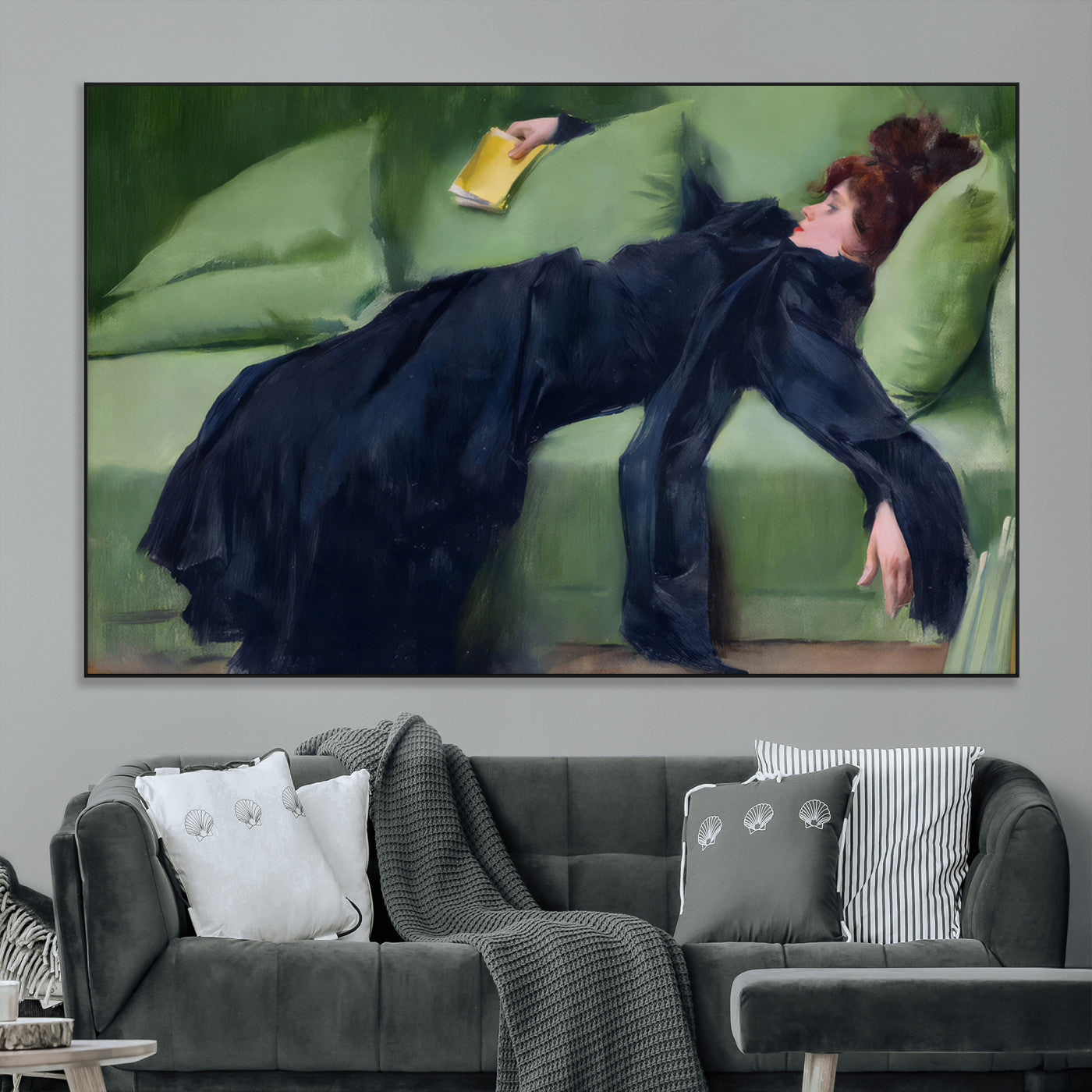 17725-MGV-CV-36X24-Decadent Girl by Ramon Casas Wall Art Canvas Print, Framed Decadent Girl Canvas Print
