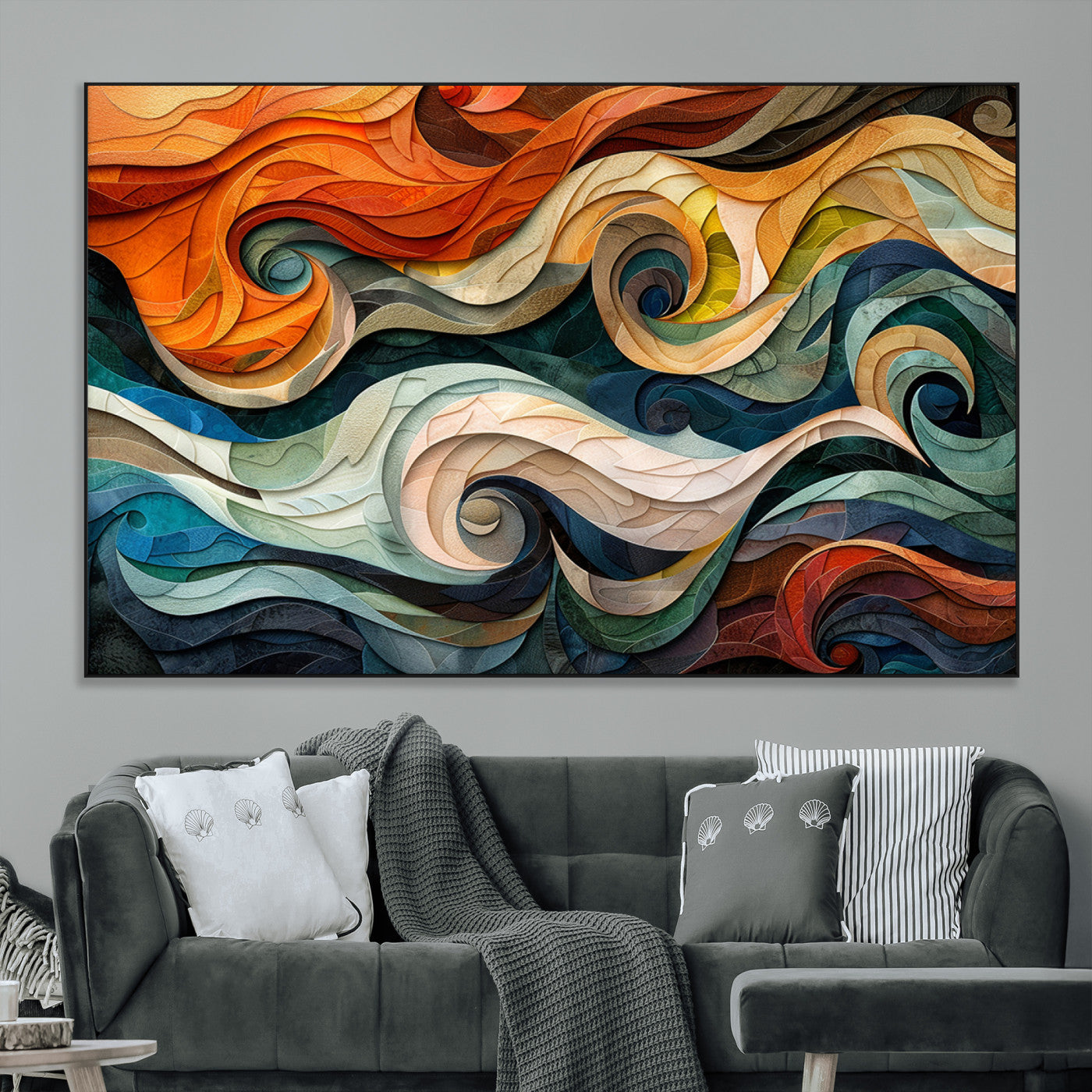 98463-MGV-CV-36X24-Abstract Wave Wall Art | Ready to Hang Framed Canvas Print | Vibrant Home Decor for Modern Spaces