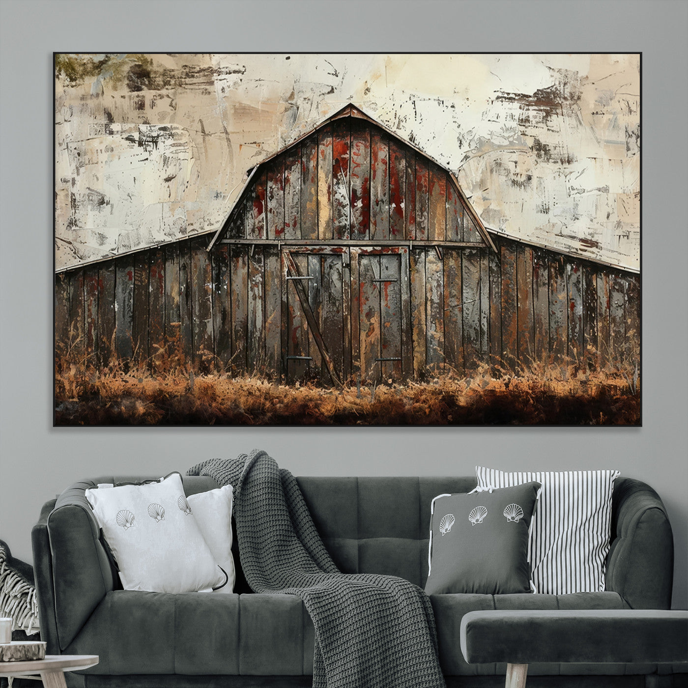 -Rustic Barn Wall Art | Farmhouse Wall Decor Canvas Print | Ready to Hang Barn Decor for Cabin or