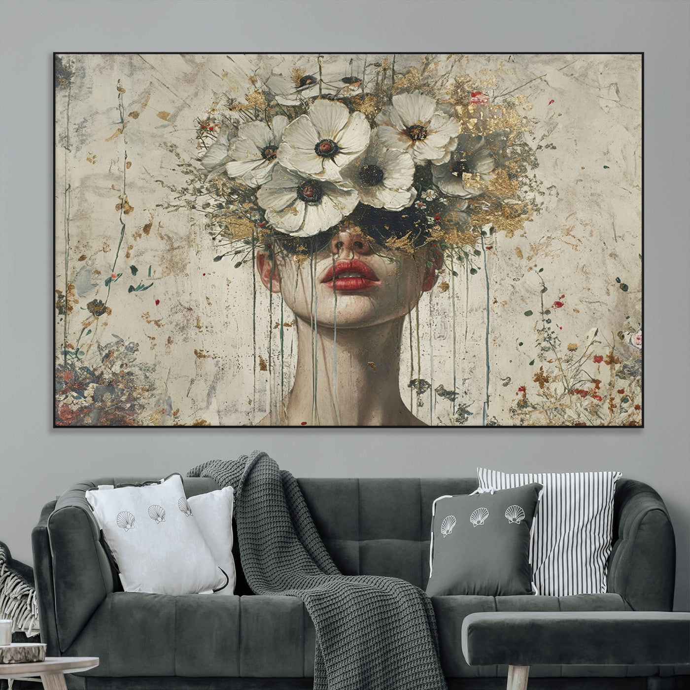 72759-MGV-CV-36X24-Abstract Floral Women Patel Wall Art Canvas Print