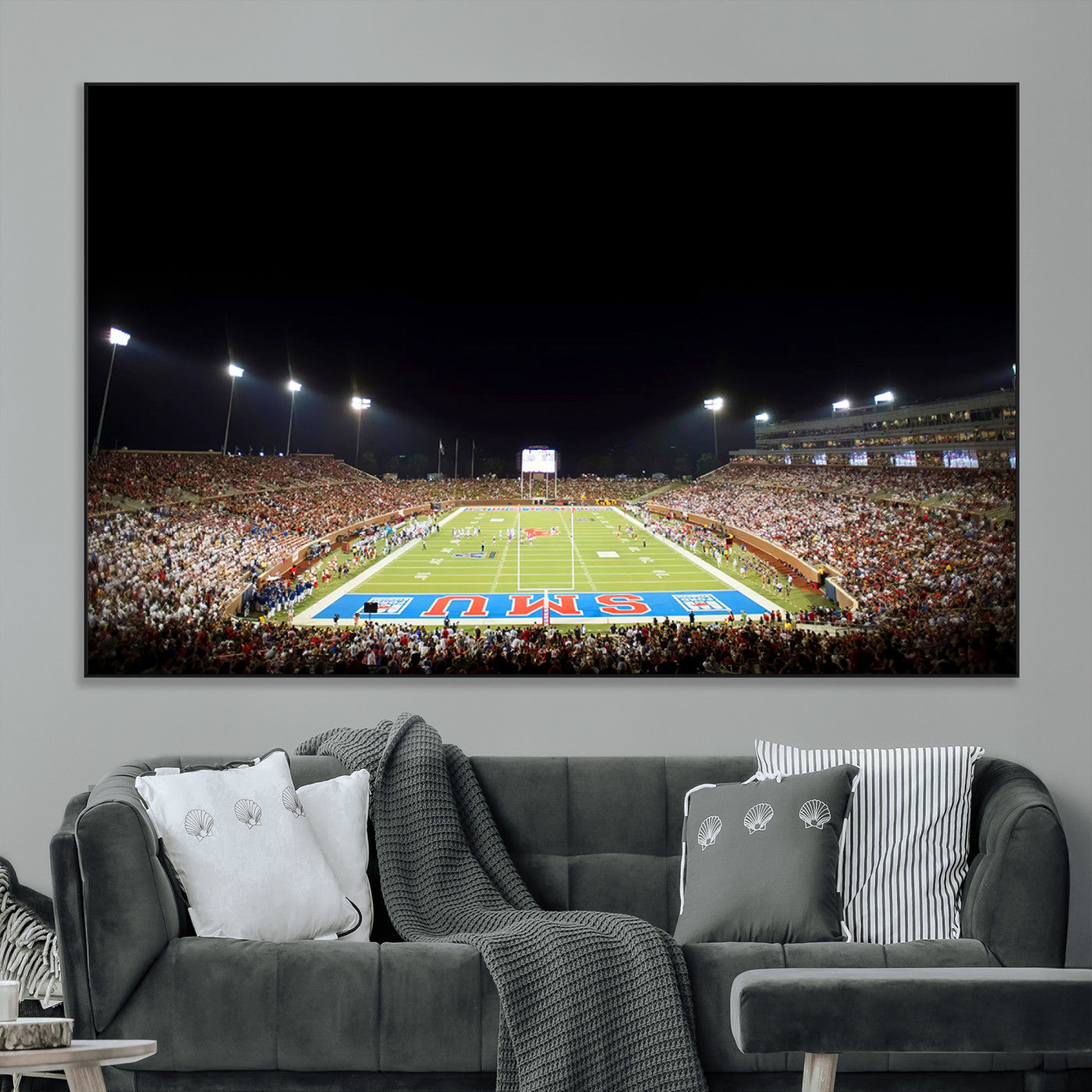-SMU Mustangs Football Team Print - Dallas Gerald J. Ford Stadium Wall Art Canvas Print