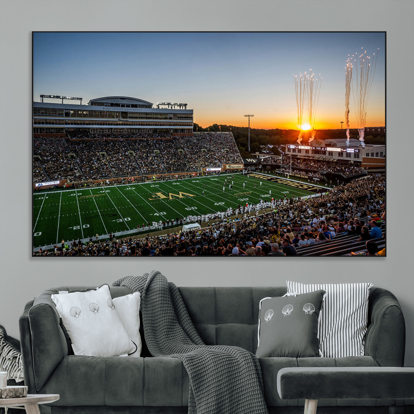 29253-MGV-CV-36X24-Demon Deacons Football Team Print Canvas- Winston-Salem Allegacy Federal Credit Union Stadium Wall