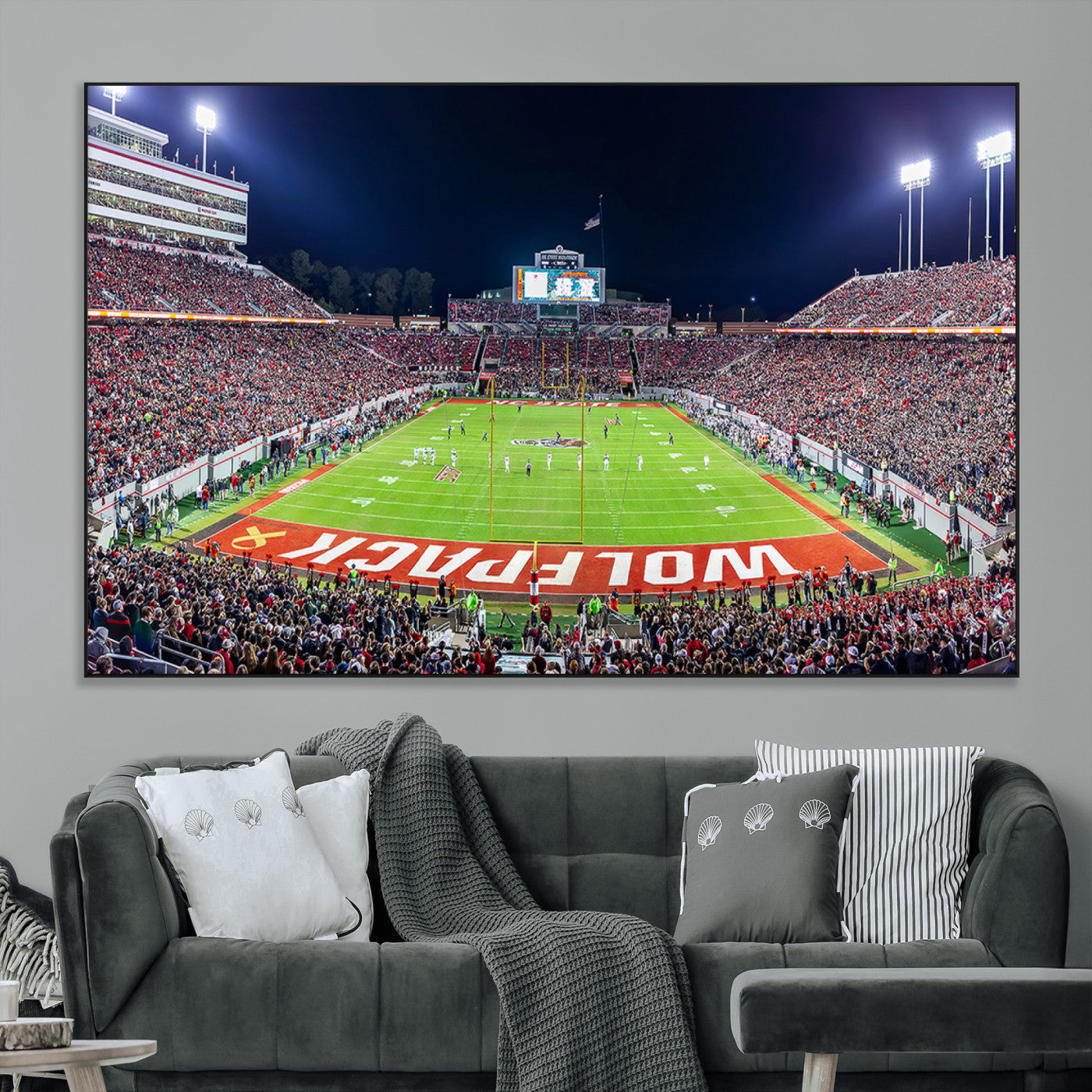80943-MGV-CV-36X24-Wolfpack Football Team Print - Raleigh Carter-Finley Stadium Wall Art Canvas Print