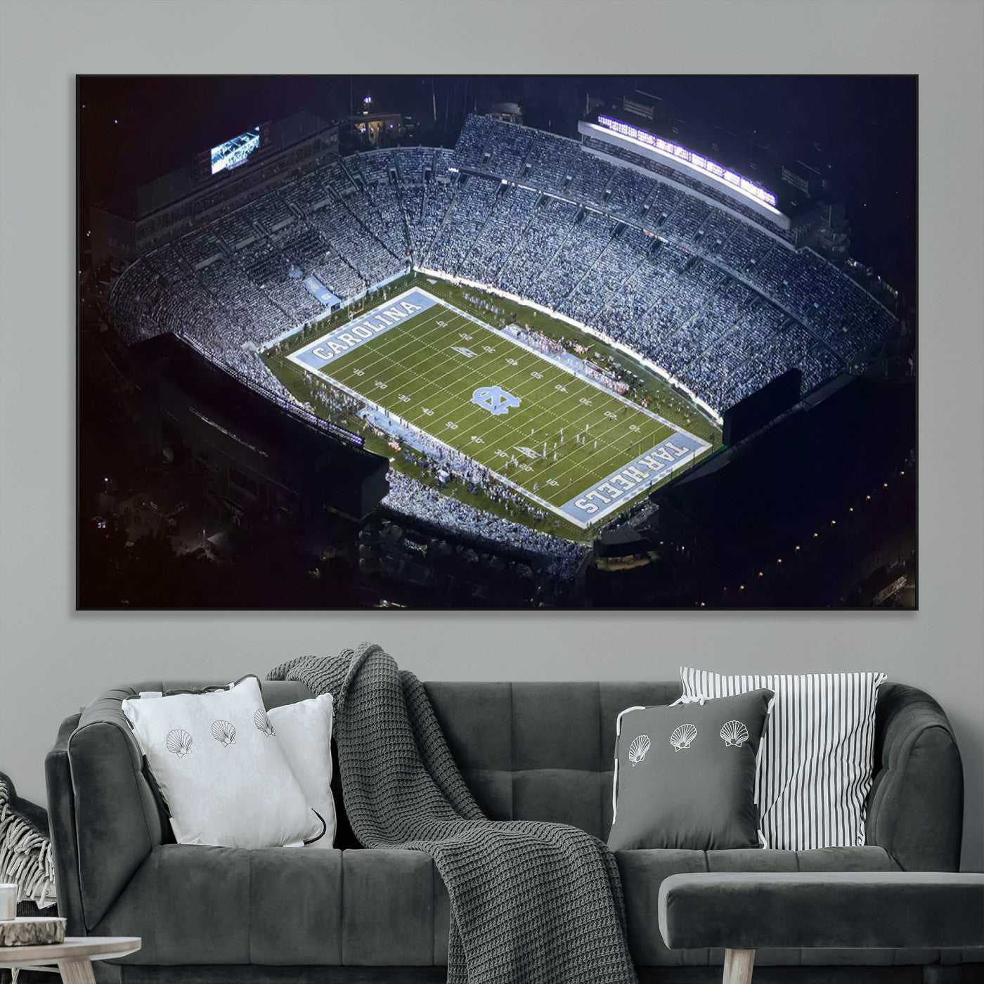 88375-MGV-CV-36X24-University of North Carolina Tar Heels Football Team Print - Chapel Hill Kenan Memorial Stadium