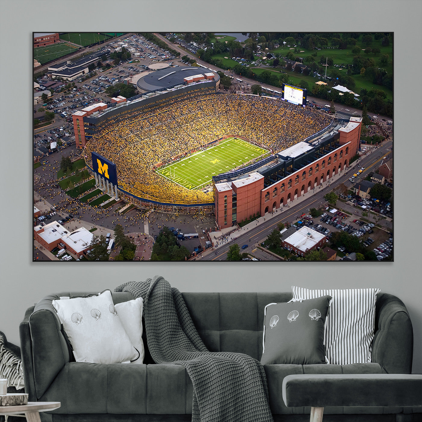 95248-MGV-CV-36X24-University of Michigan Wolverines Football Team Print - Ann Arbor Michigan Stadium Wall Art Canvas
