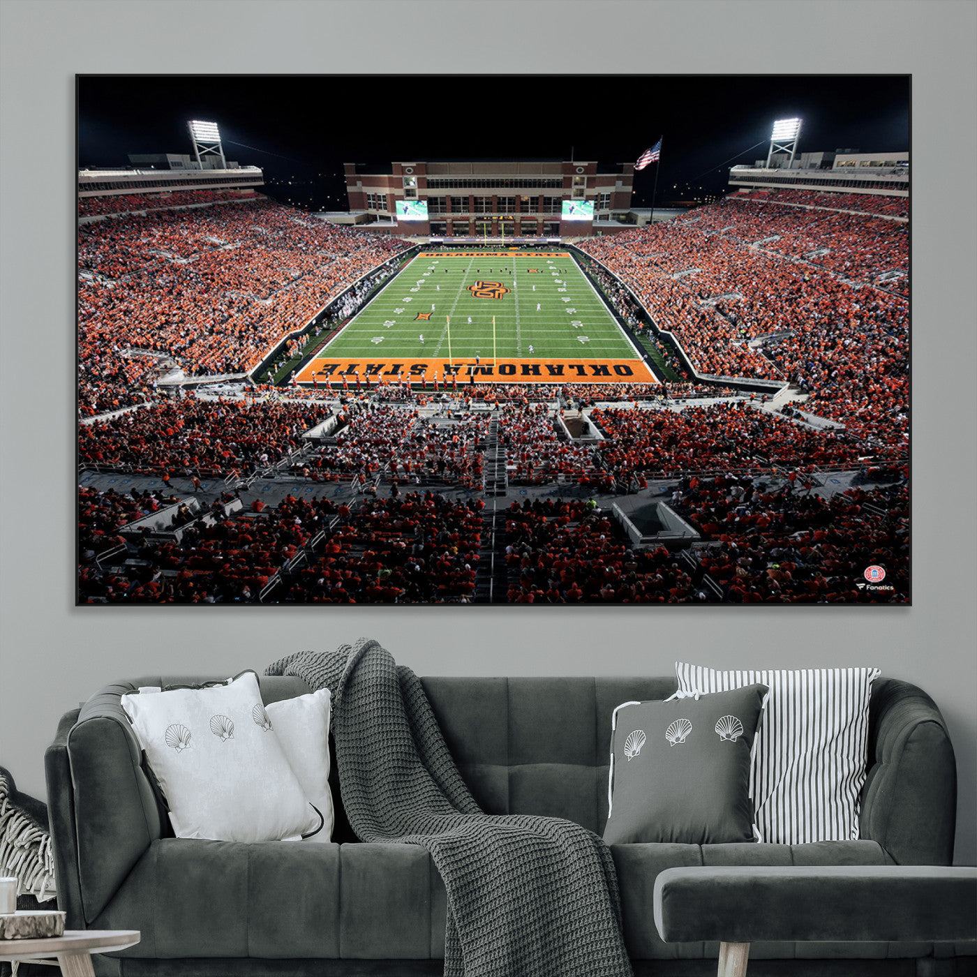 81675-MGV-CV-36X24-Boone Pickens Stadium Wall Art Oklahoma State Cowboys Print Framed Sports Canvas Art for Home, Office, Living Room