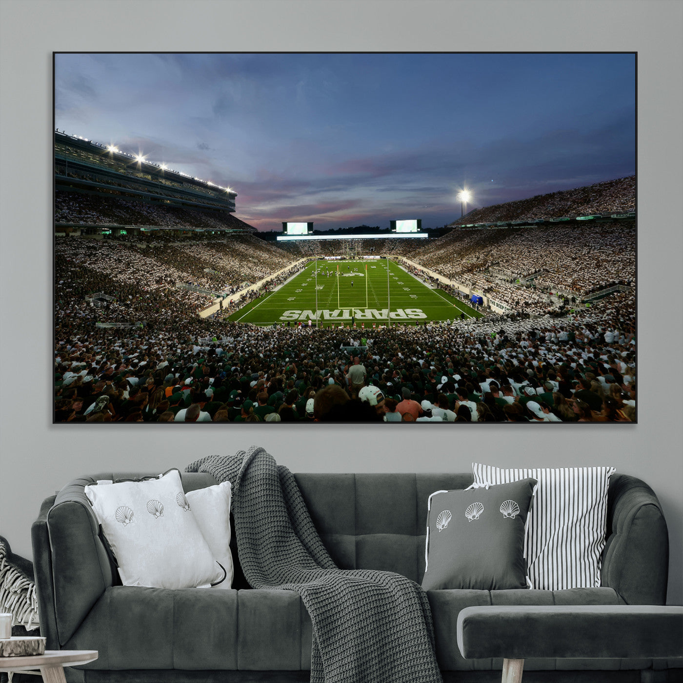 90831-MGV-CV-36X24-Michigan State Spartans Football Team Print - East Lansing Spartan Stadium Canvas Print