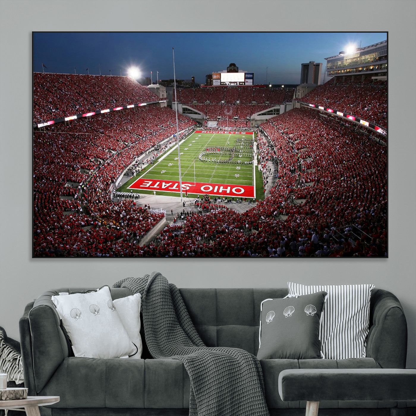 98743-MGV-CV-36X24-Ohio State University Buckeyes Football Team Print - Columbus Ohio Stadium Wall Art Canvas Print