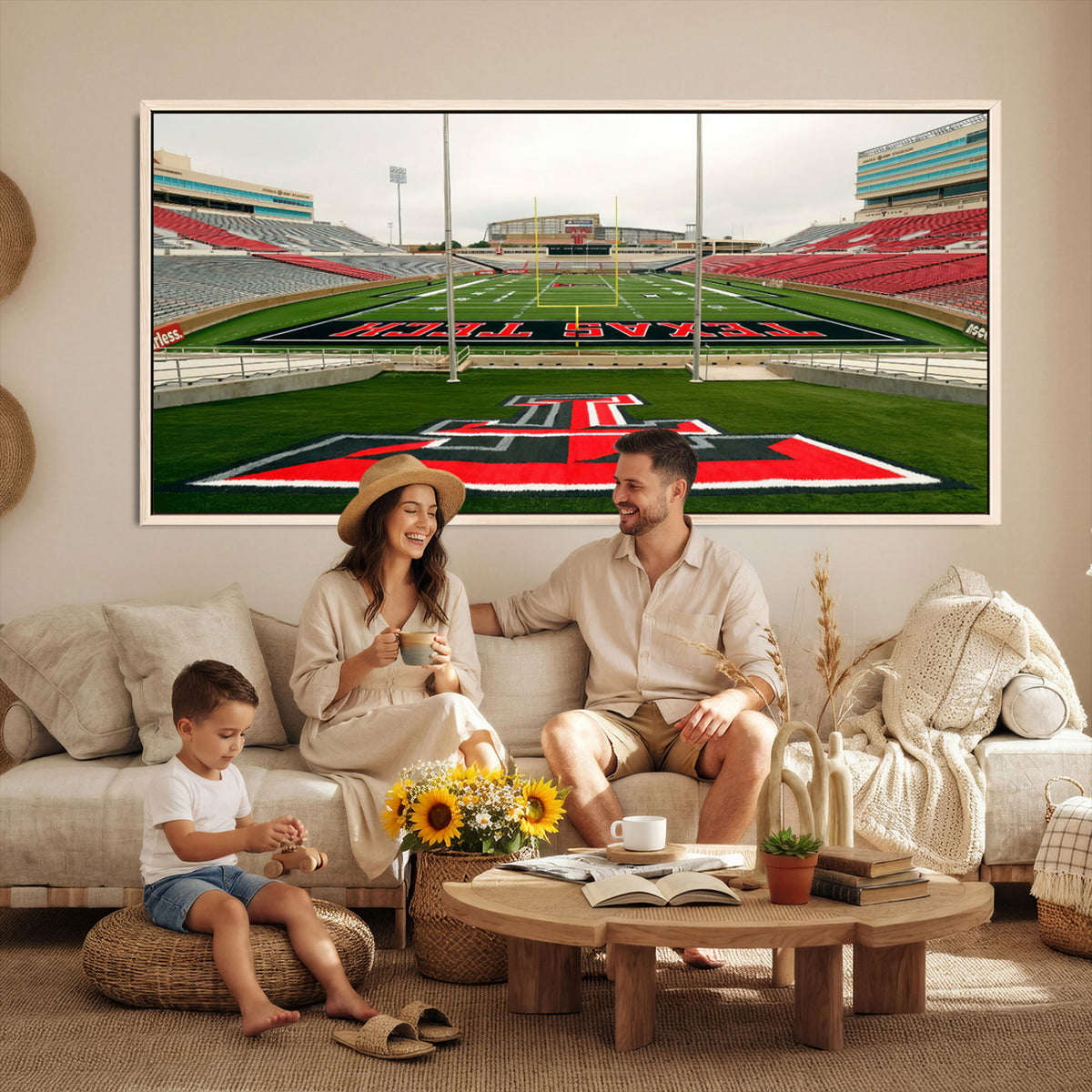 43169-PAN-FL-20X10 - Texas Tech Red Raiders Football Team Print - Lubbock Jones AT&T Stadium Wall Art Canvas Print