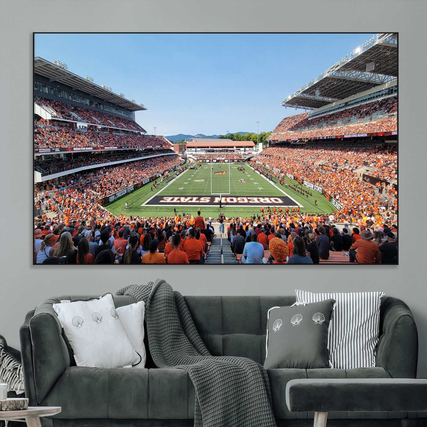 35211-MGV-CV-36X24-Oregon State Beavers Football Team Print - Corvallis Reser Stadium Wall Art Canvas Print