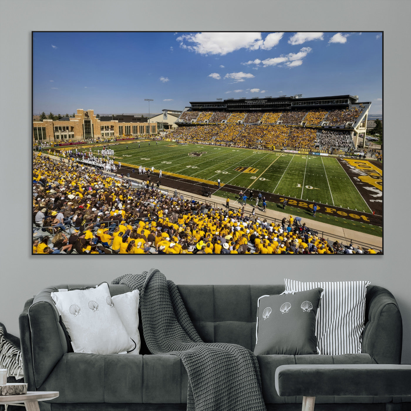 75112-MGV-CV-36X24-University of Wyoming Cowboys Football Team Print - Laramie Jonah Field War Memorial Stadium Wall