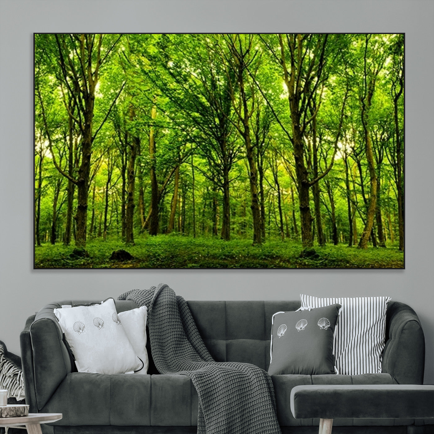 -Lush Green Forest Canvas Print | 3-Panel Forest Wall Art | Nature Landscape for Living Room