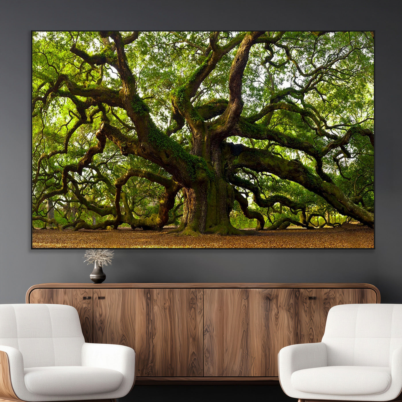 29407-MGV-CV-36X24-Angel Oak Tree Wall Art Canvas Print | Forest Tree Nature Photography Print on Canvas | Large