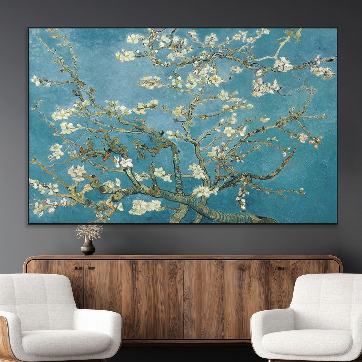 65607-MGV-CV-36X24-Vincent Van Gogh's Almond Blossom Abstract Wall Art Canvas, Van Gogh Almond Blossom Canvas Print