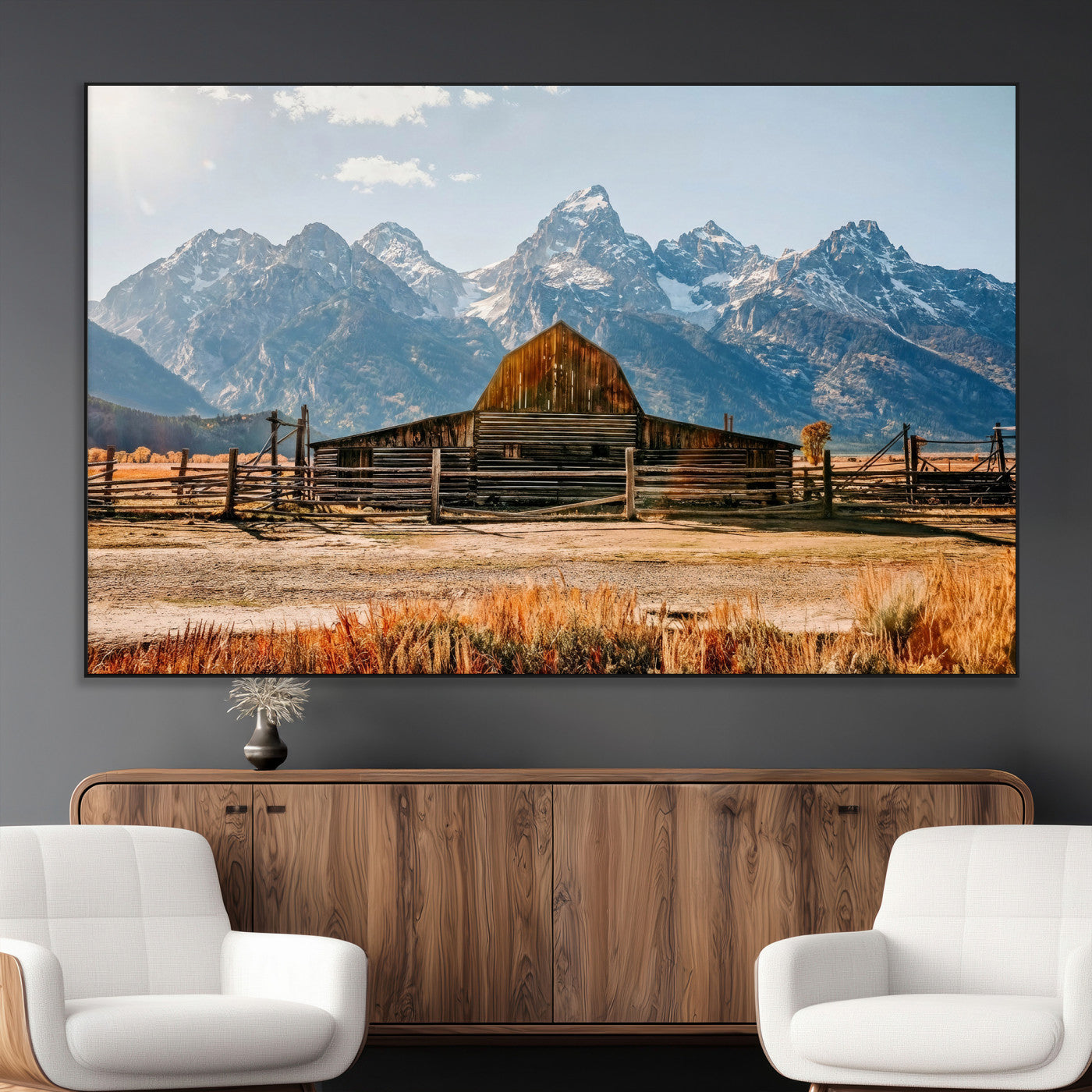 26513-MGV-CV-36X24 - Vintage Old Barn Field Wall Art Canvas Print for Farmhouse Decor - Rustic Barn Wall Art Canvas Print