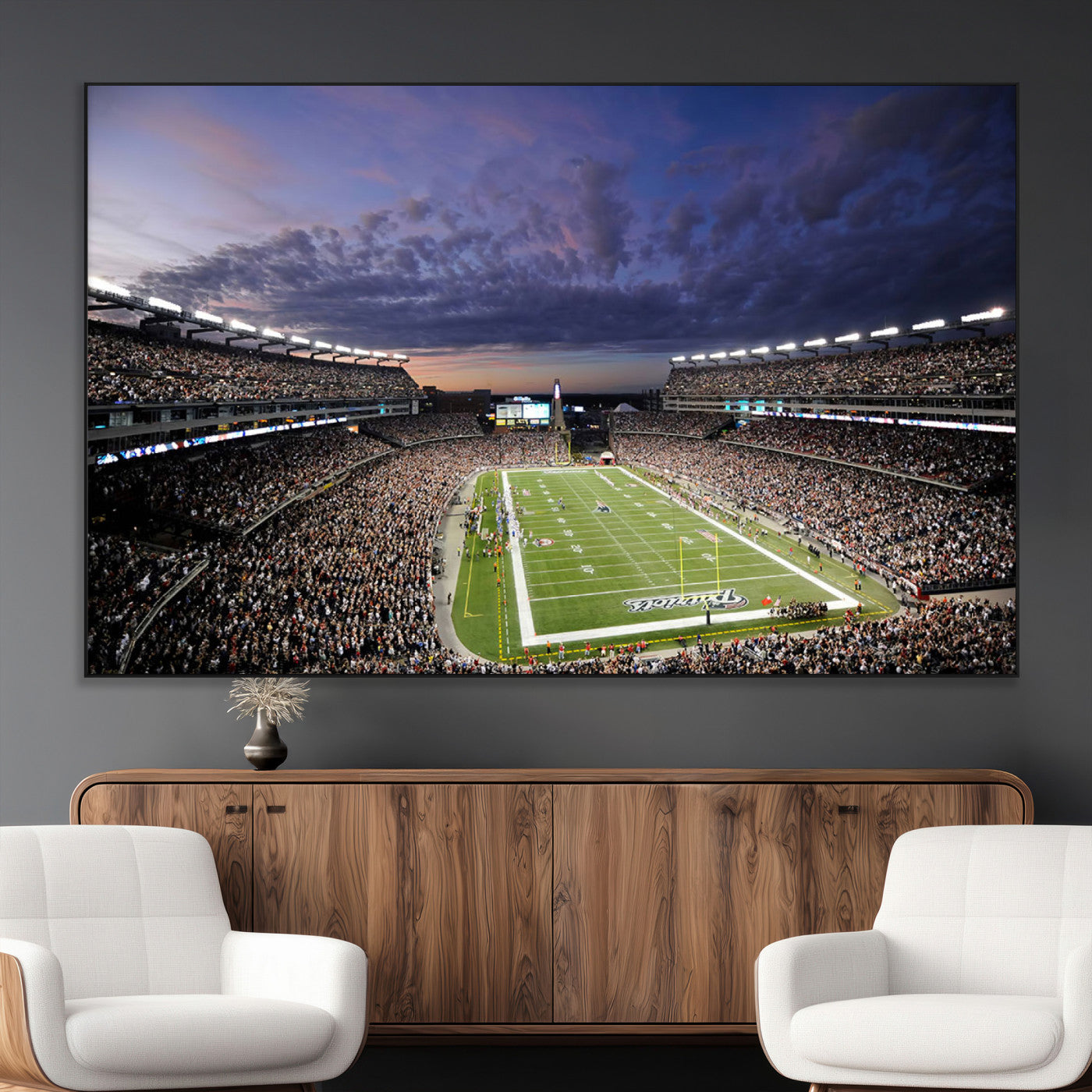 -New England Patriots Football Team Print - Foxborough Gillette Stadium Wall Art Canvas Print
