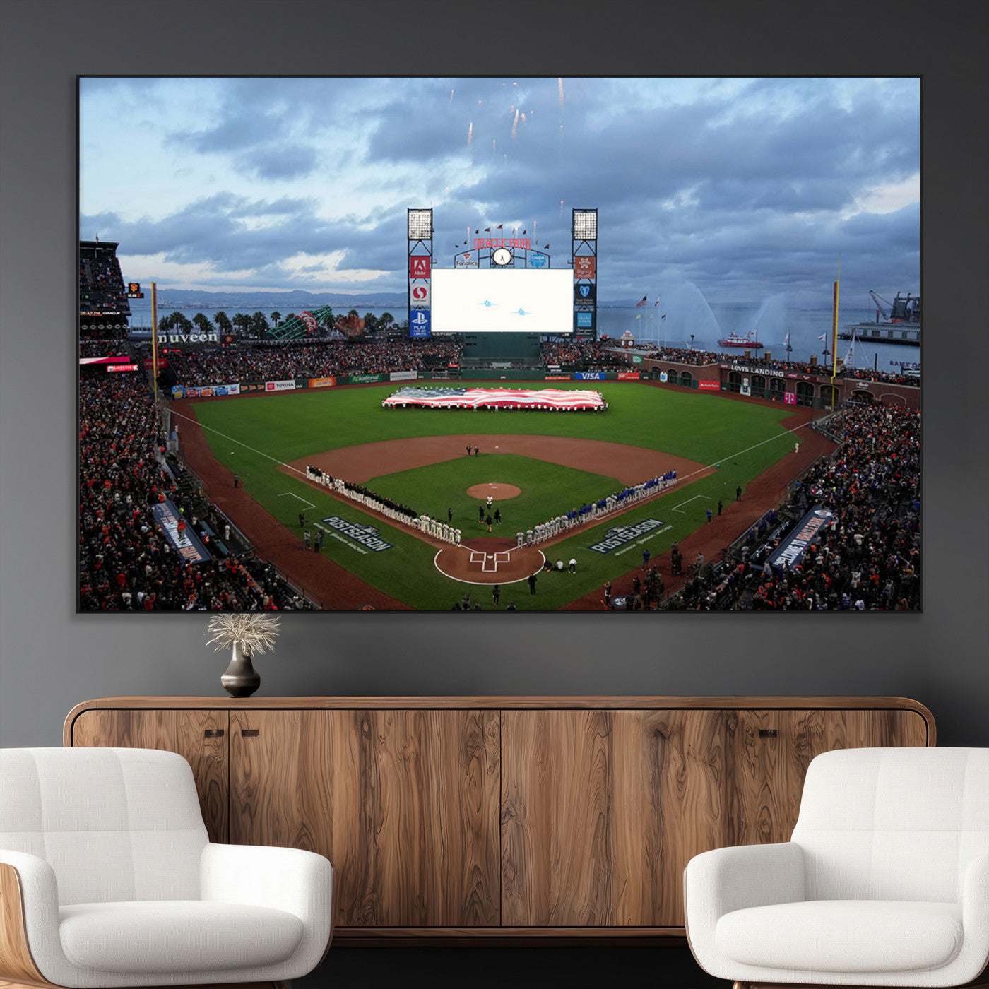 44631-MGV-CV-36X24-Oracle Park San Francisco Giants Wall Art | Oracle Park Stadium Canvas Print| Large Framed Baseball