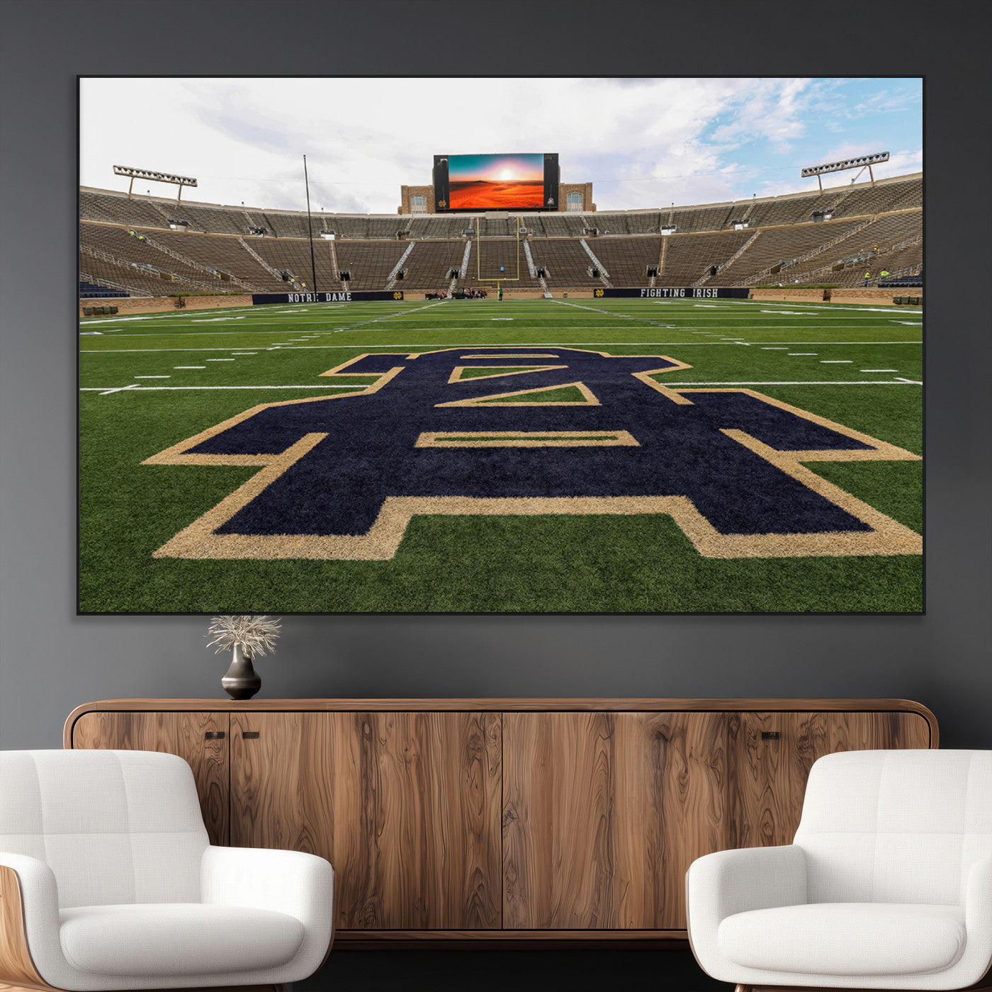SEG-FC-51X34_Oversize - Notre Dame Stadium Wall Art Canvas Print, Framed Indiana Stadium Art Picture Print, Notre Dame Field Perfect Sport Room Decor Artwork