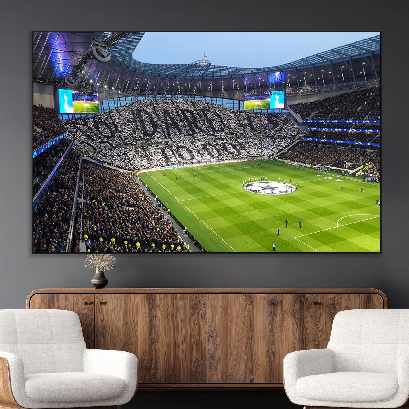 -Tottenham Hotspur Stadium Canvas Print, Match Day Triple Canvas Wall Art - Premier League Football