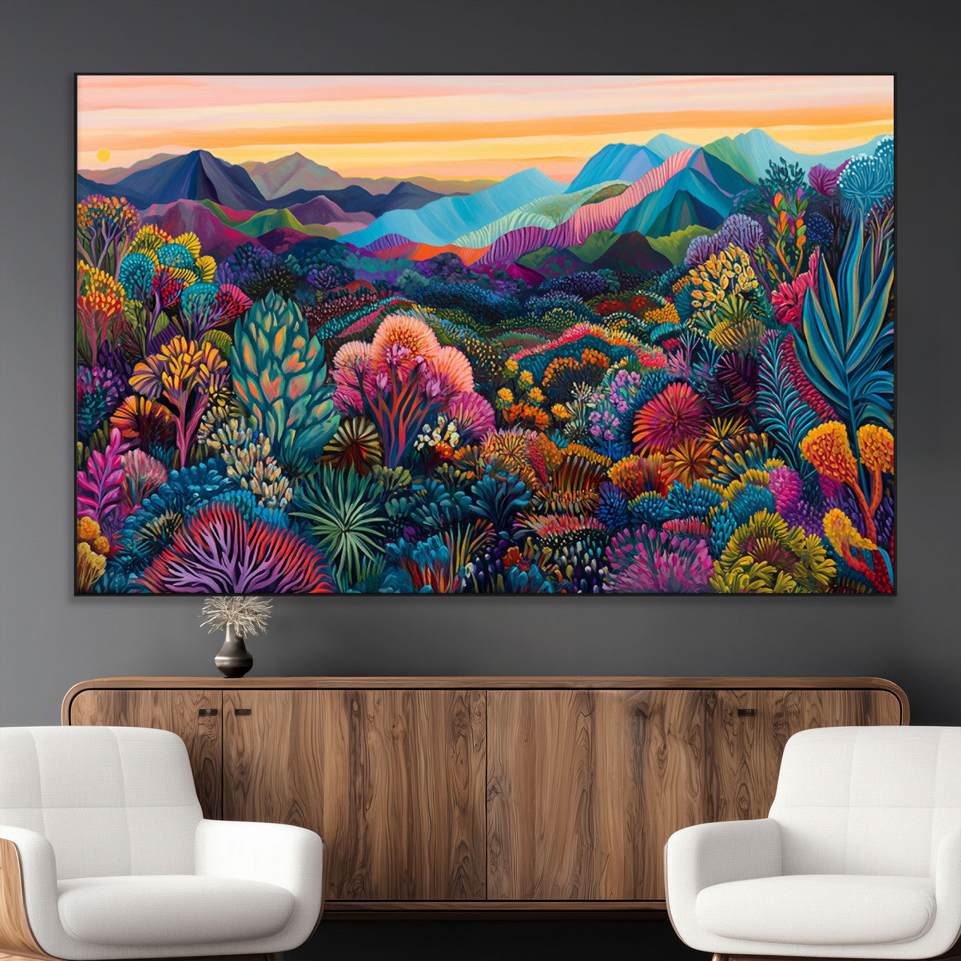 63728-MGV-CV-36X24-Colorful Abstract Landscape Wall Art Print Canvas - Vibrant Modern Decor for Living Room, Office, or