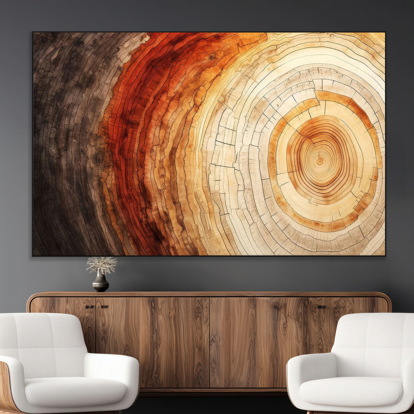 57529-MGV-CV-36X24-Tree Ring Print on Canvas Wall Art, Tree Stump Print, Wood Wall Art Living Room, Abstract Natural